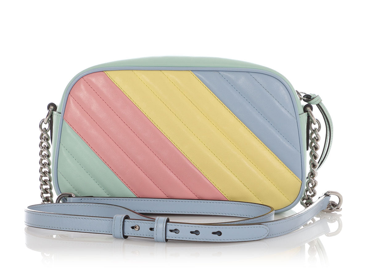 Gucci Small Pastel Diagonal Quilt GG Marmont Camera Bag