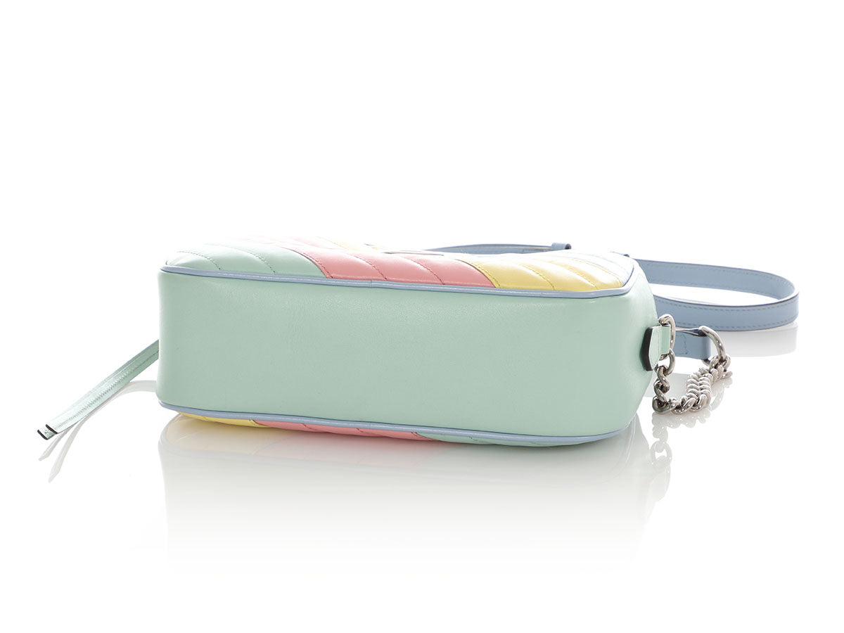 Gucci Small Pastel Diagonal Quilt GG Marmont Camera Bag