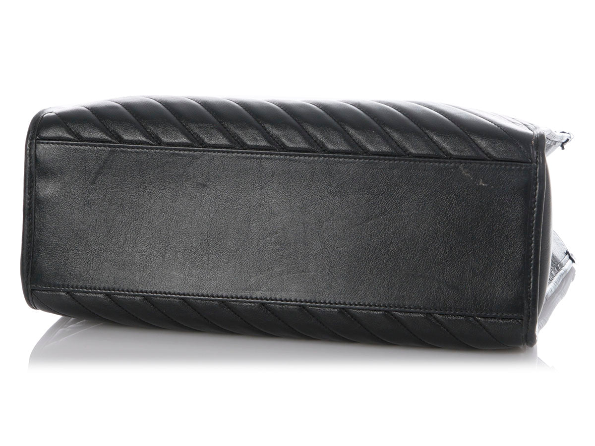 Gucci Black Matelass� Diagonal GG Marmont Tote