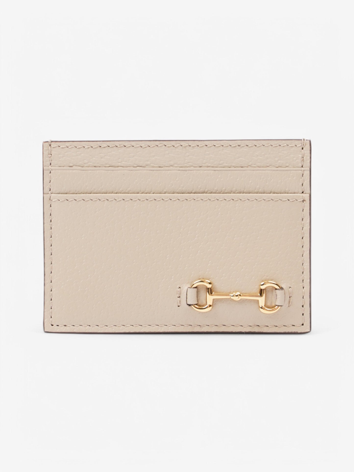 Gucci Horsebit 1955 Card Holder Beige / Gold Calfskin Leather