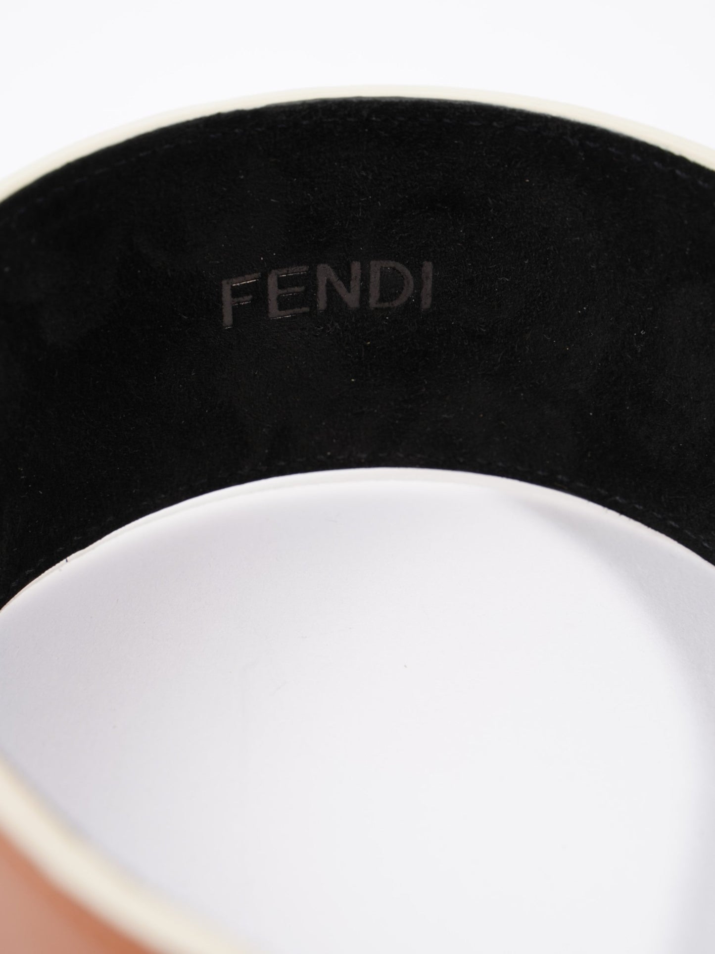 Fendi Logo Embossed Hairband Tan Leather