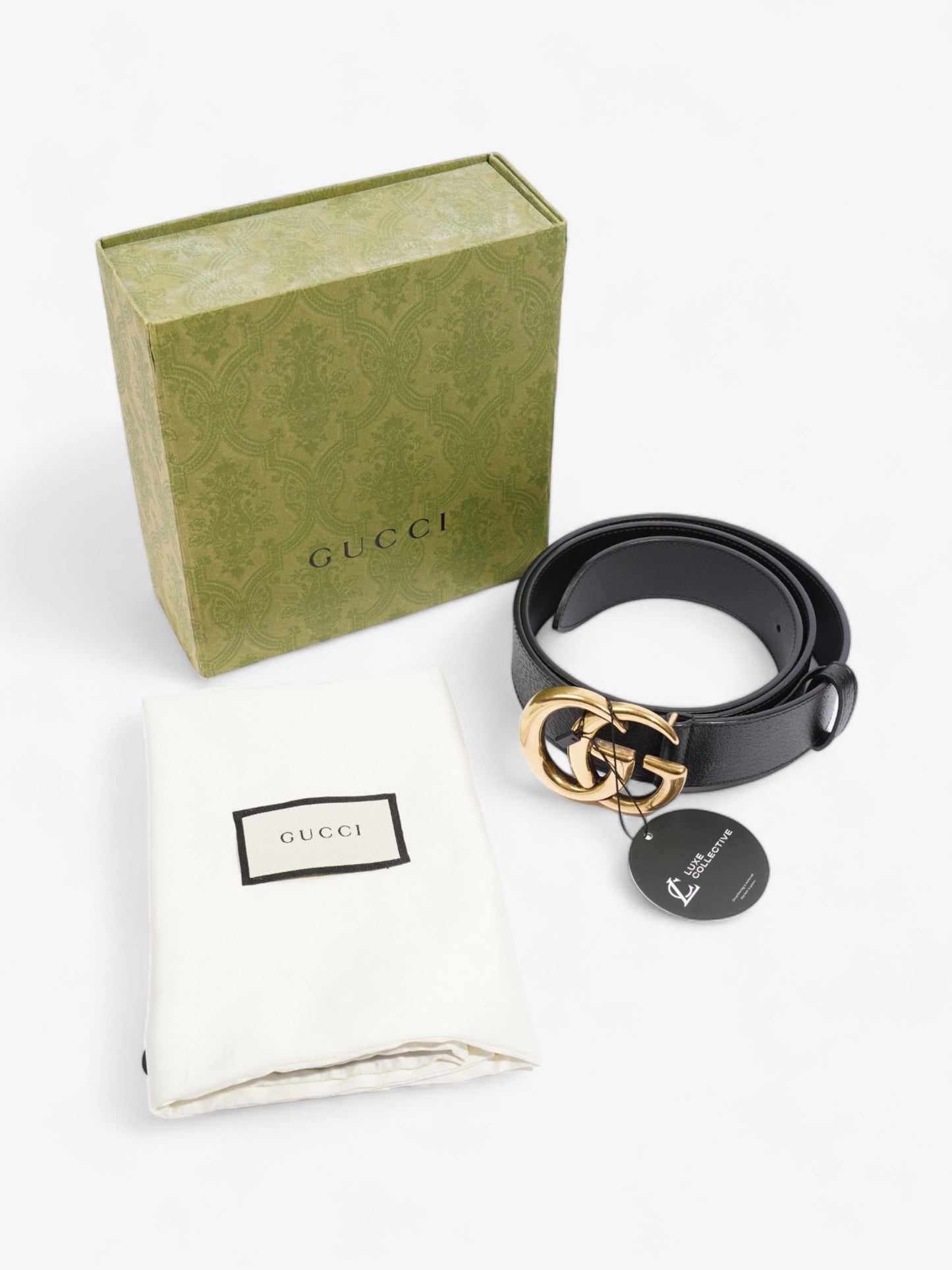 Gucci GG Marmont Belt Black / Gold Leather 100cm 40"