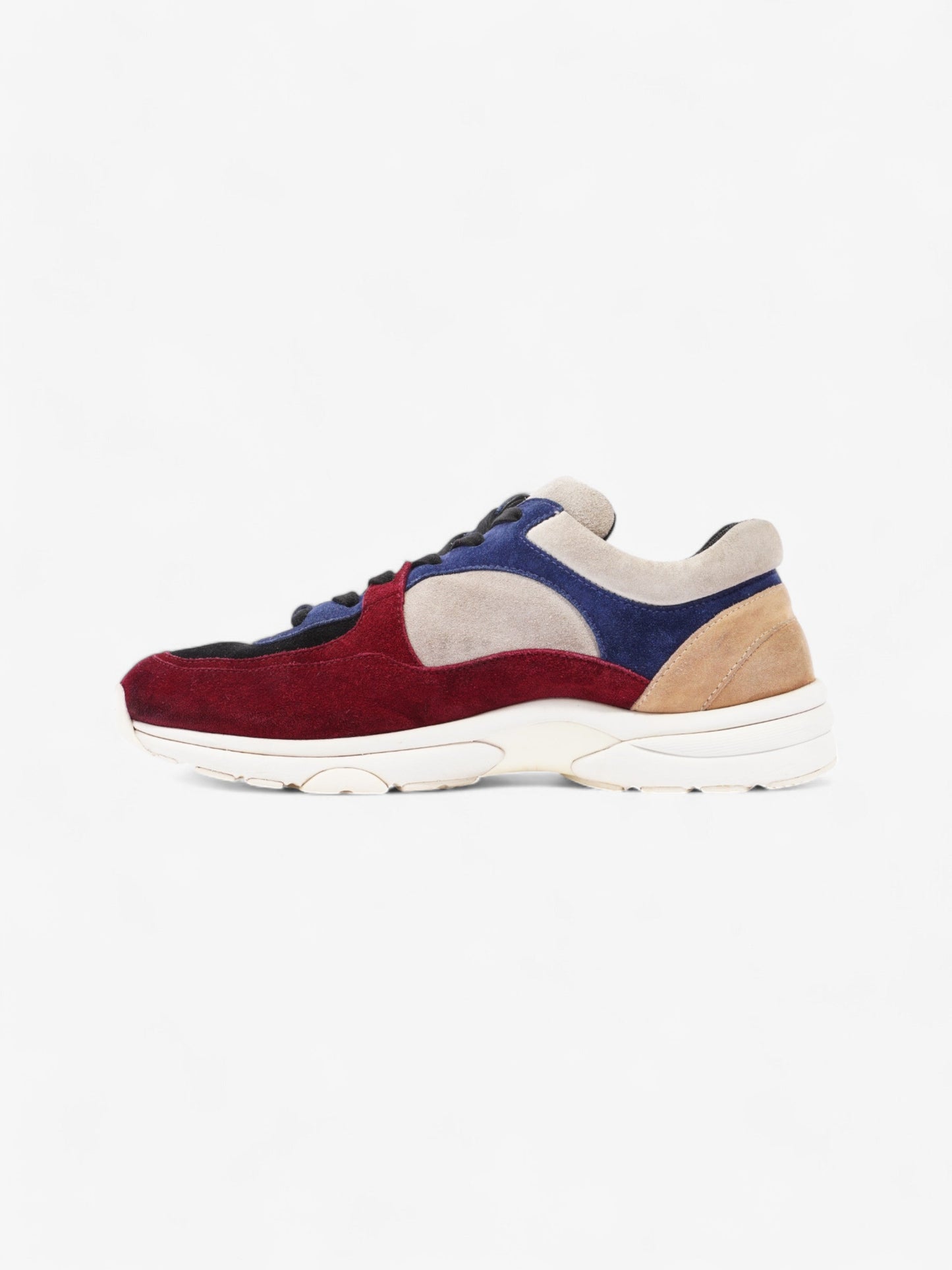 Chanel CC Logo Sneakers Maroon / Black / Beige Suede EU 41 UK 8.5