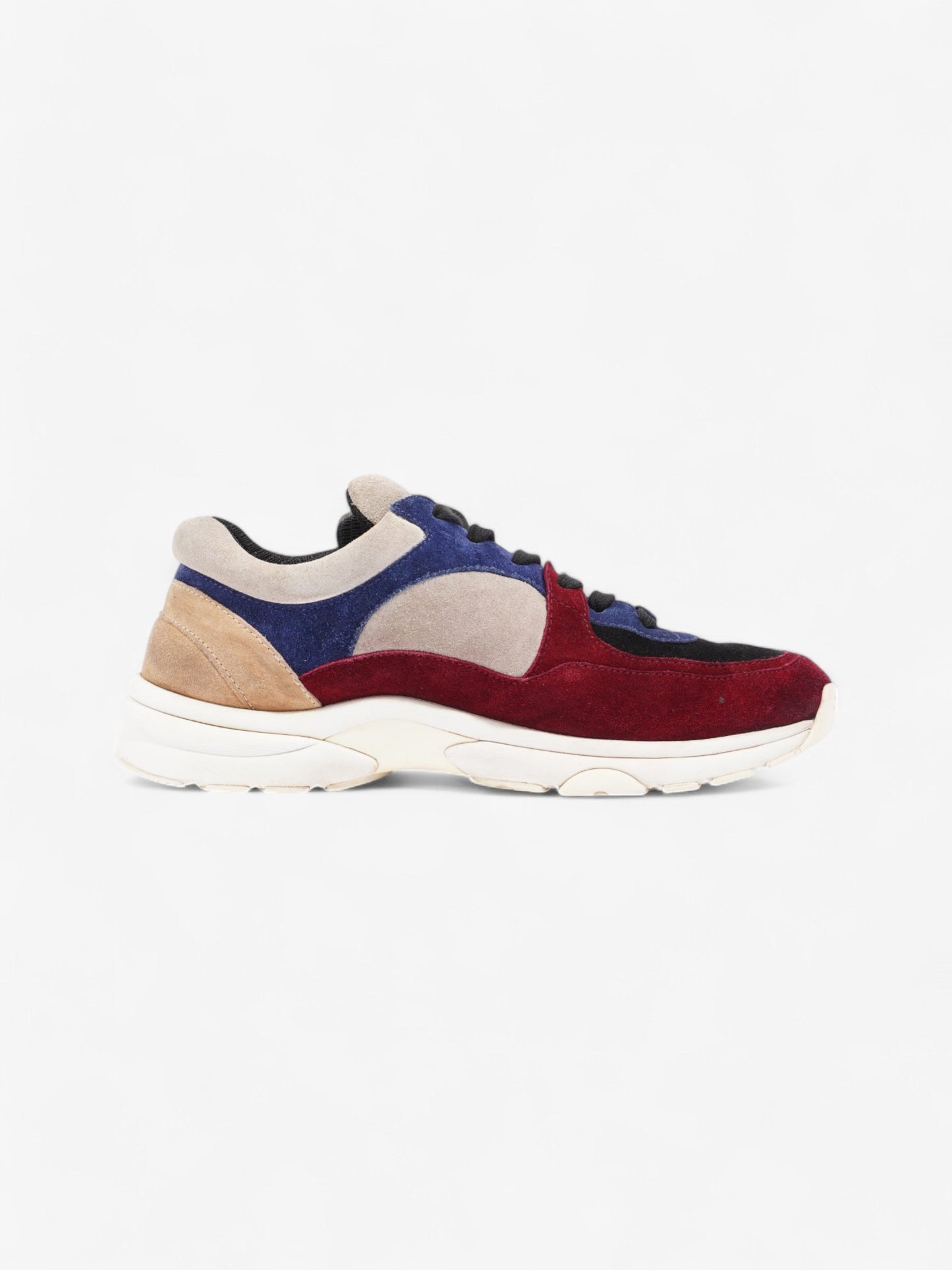 Chanel CC Logo Sneakers Maroon / Black / Beige Suede EU 41 UK 8.5