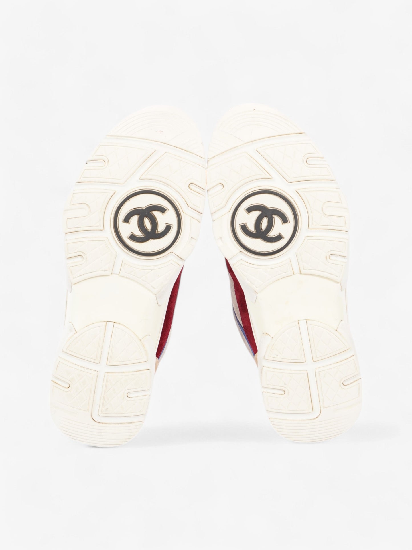 Chanel CC Logo Sneakers Maroon / Black / Beige Suede EU 41 UK 8.5