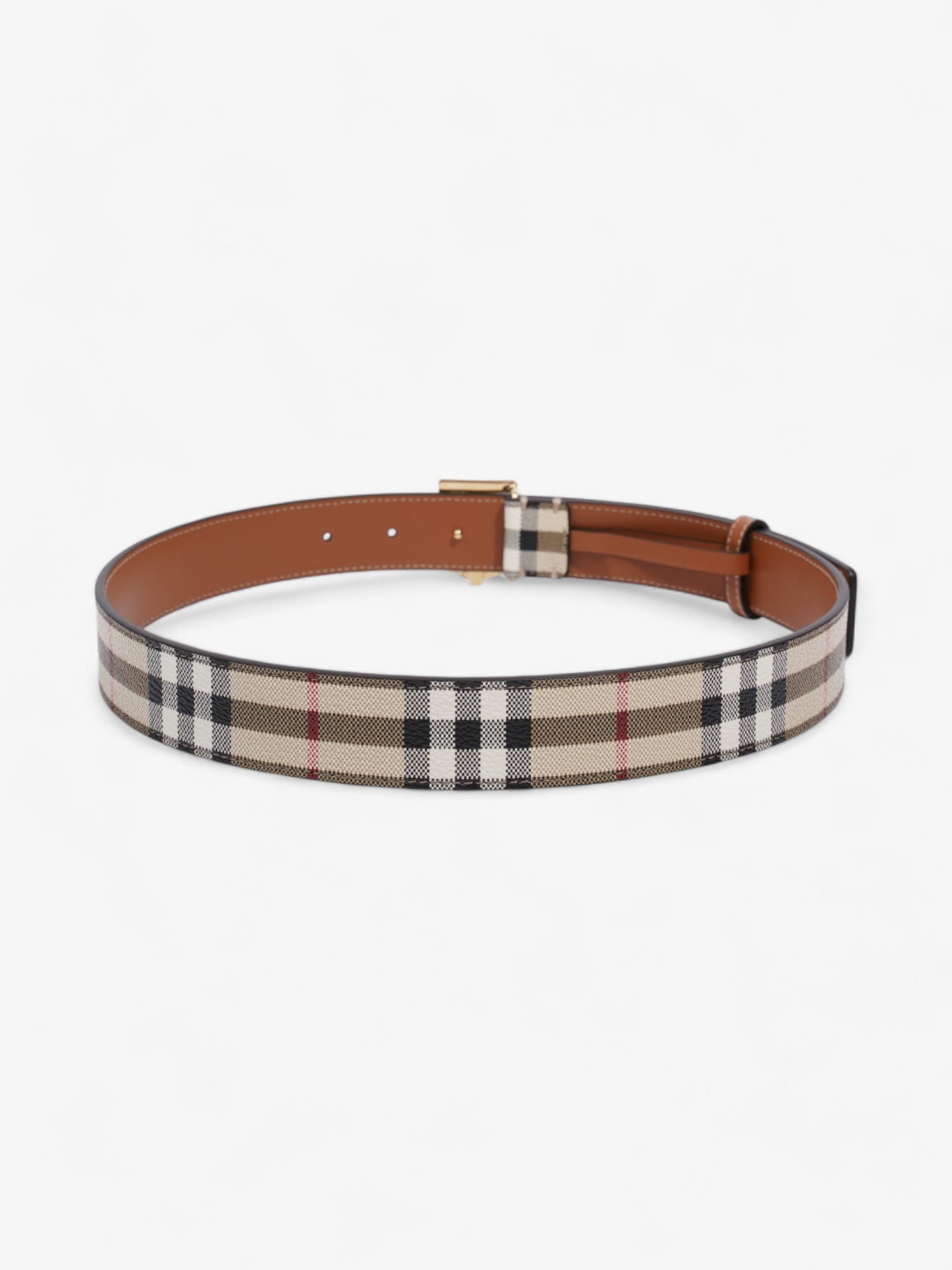 Burberry TB Belt Vintage Check / Light Gold Canvas Small - 87.5cm