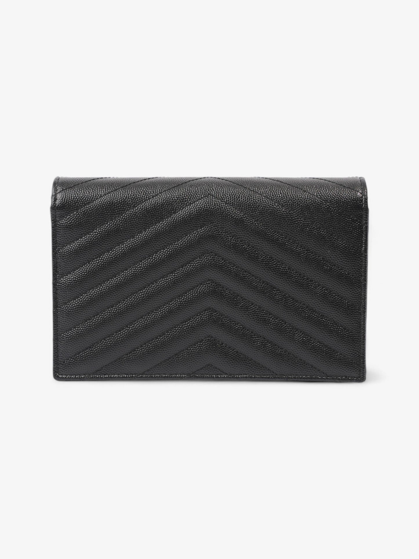 Saint Laurent Envelope Chain Wallet Black Grained Leather