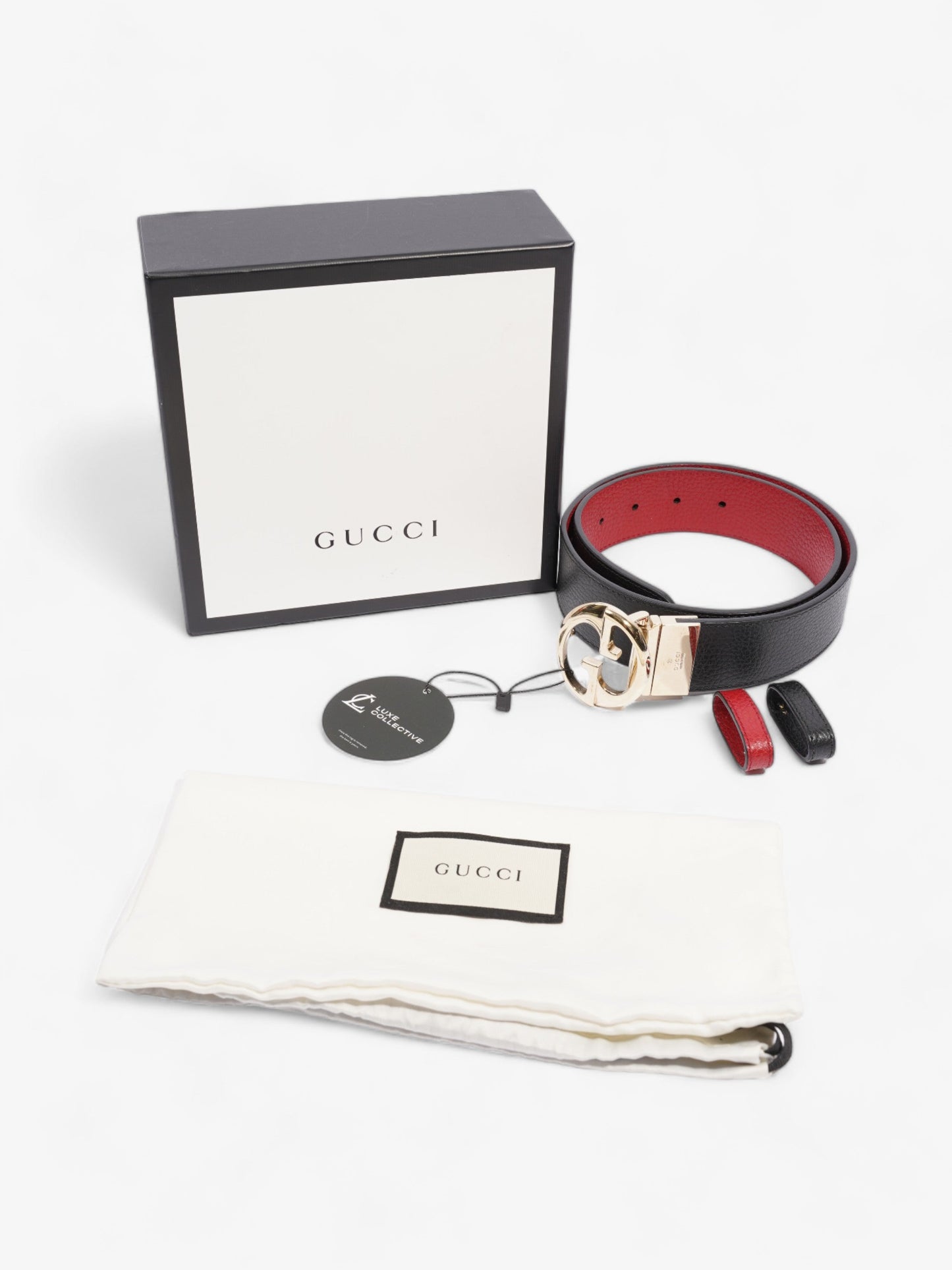 Gucci 1973 Reversible Belt Black / Red Leather 75cm / 30"