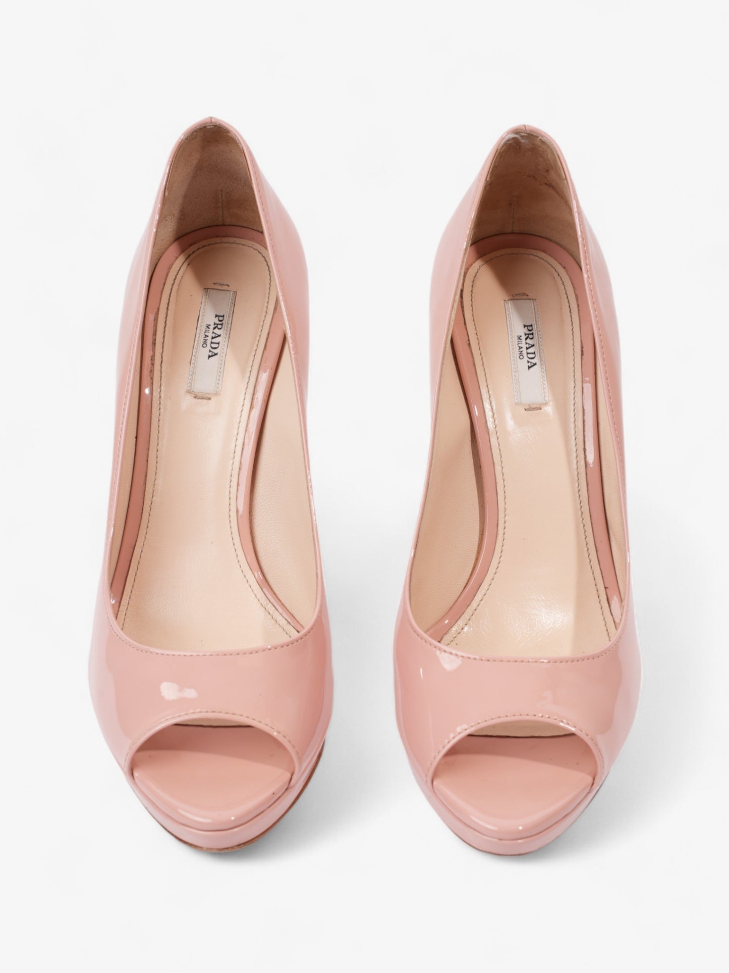 Prada Peep Toe Heels 100 Pink Patent Leather EU 40.5 UK 7.5