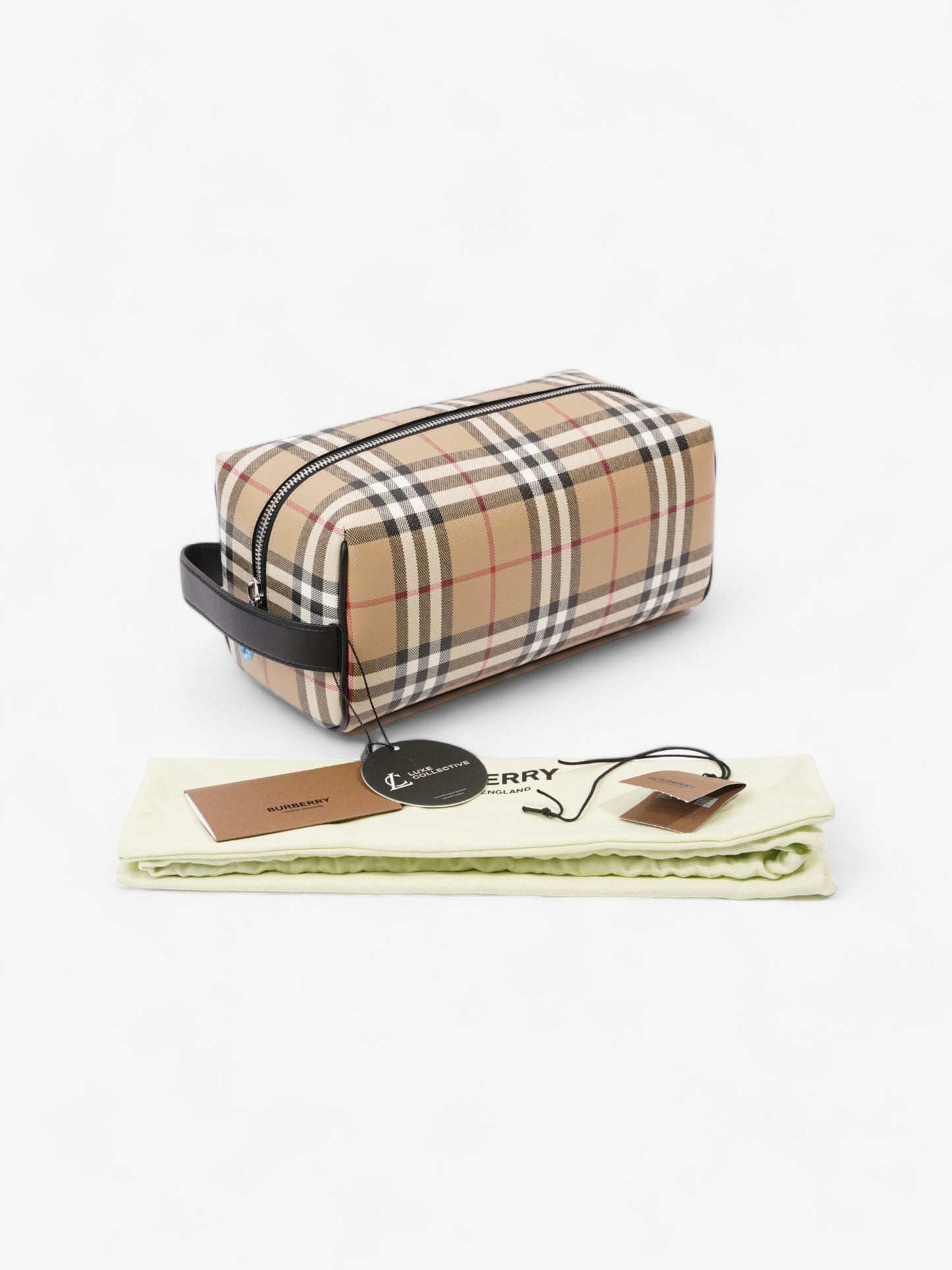 Burberry Wash Bag Archive Beige Coated Canvas