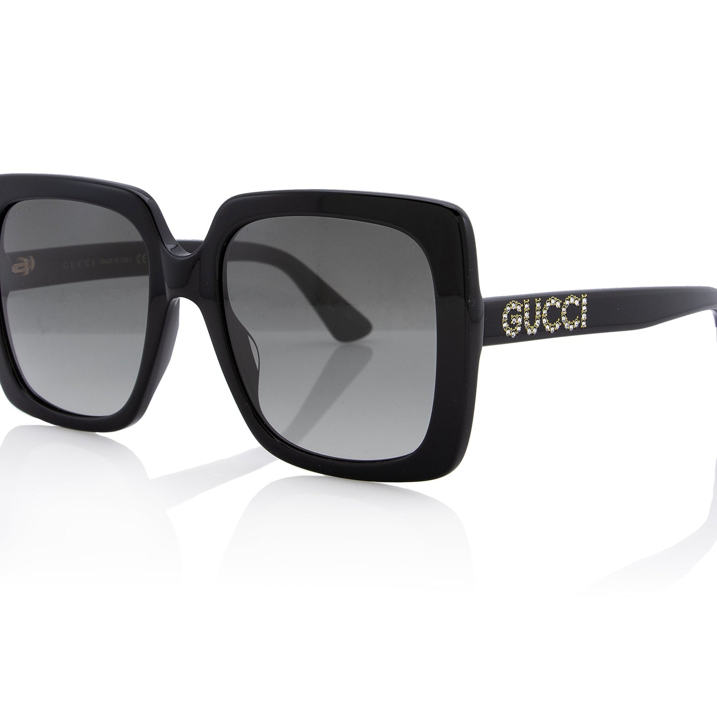 Gucci Crystal Logo Oversize Rectangular Sunglasses (SHF-22732)
