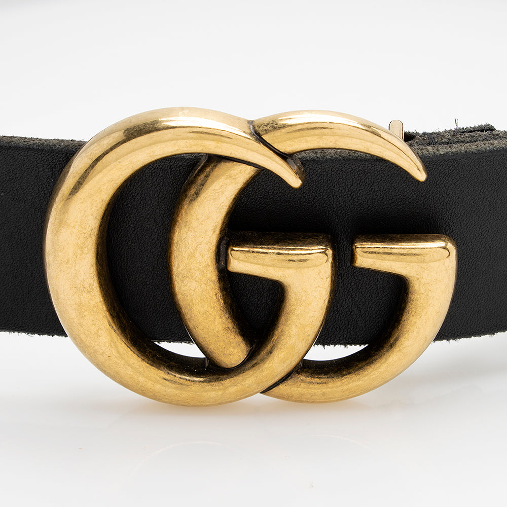 Gucci Distressed Leather GG Marmont Belt - Size 32 / 80 (SHF-21583)