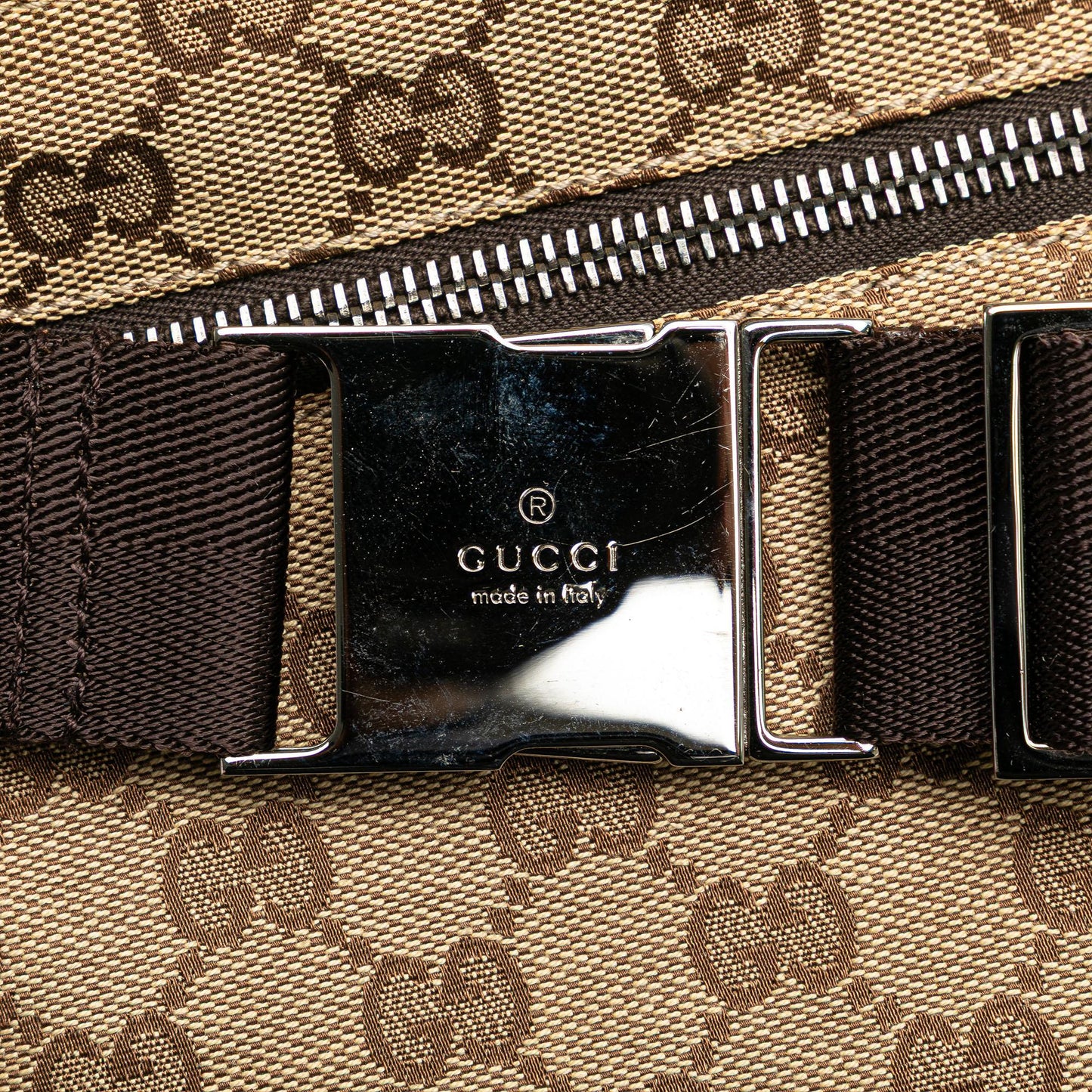 Gucci GG Canvas Double Pocket Belt Bag