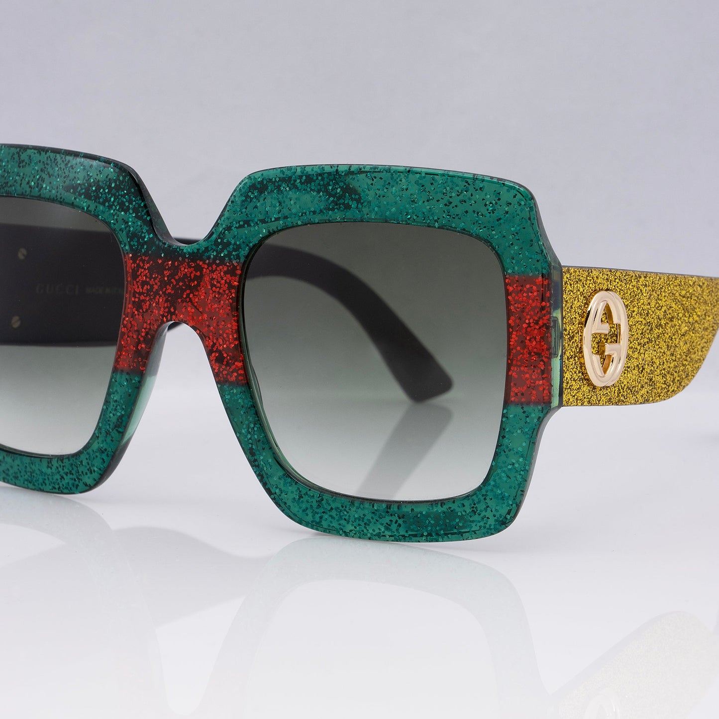 Gucci Glitter Web Interlocking G Square Sunglasses (SHF-siNUmD)