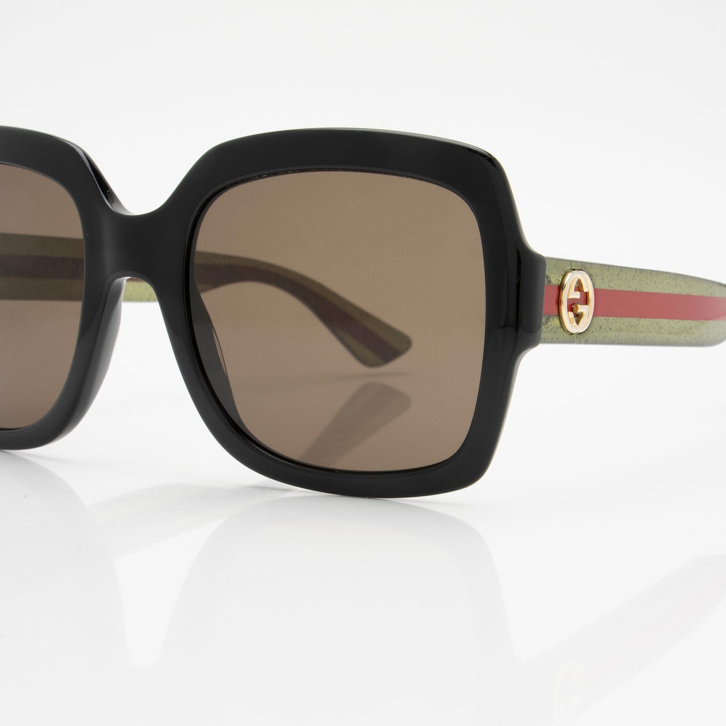 Gucci Glitter Web Interlocking G Square Sunglasses