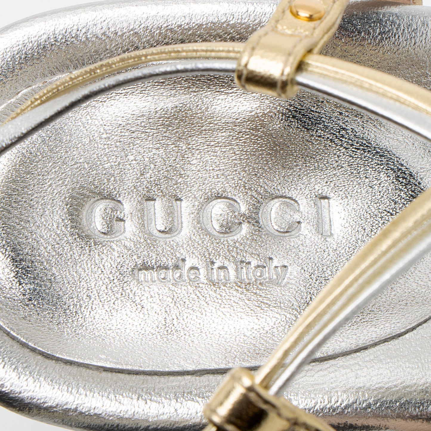 Gucci Metallic Leather Interlocking G Strappy 80 Sandals - Size 10 / 40