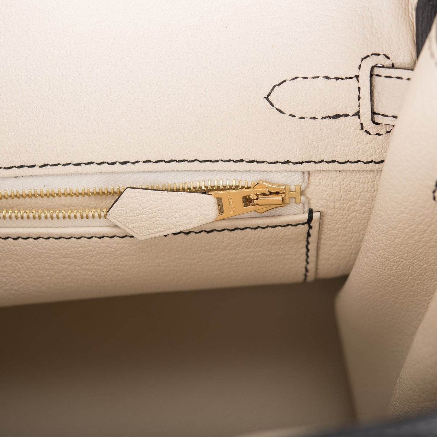 Hermes Birkin 25 Black and Craie Togo Brushed Gold Hardware