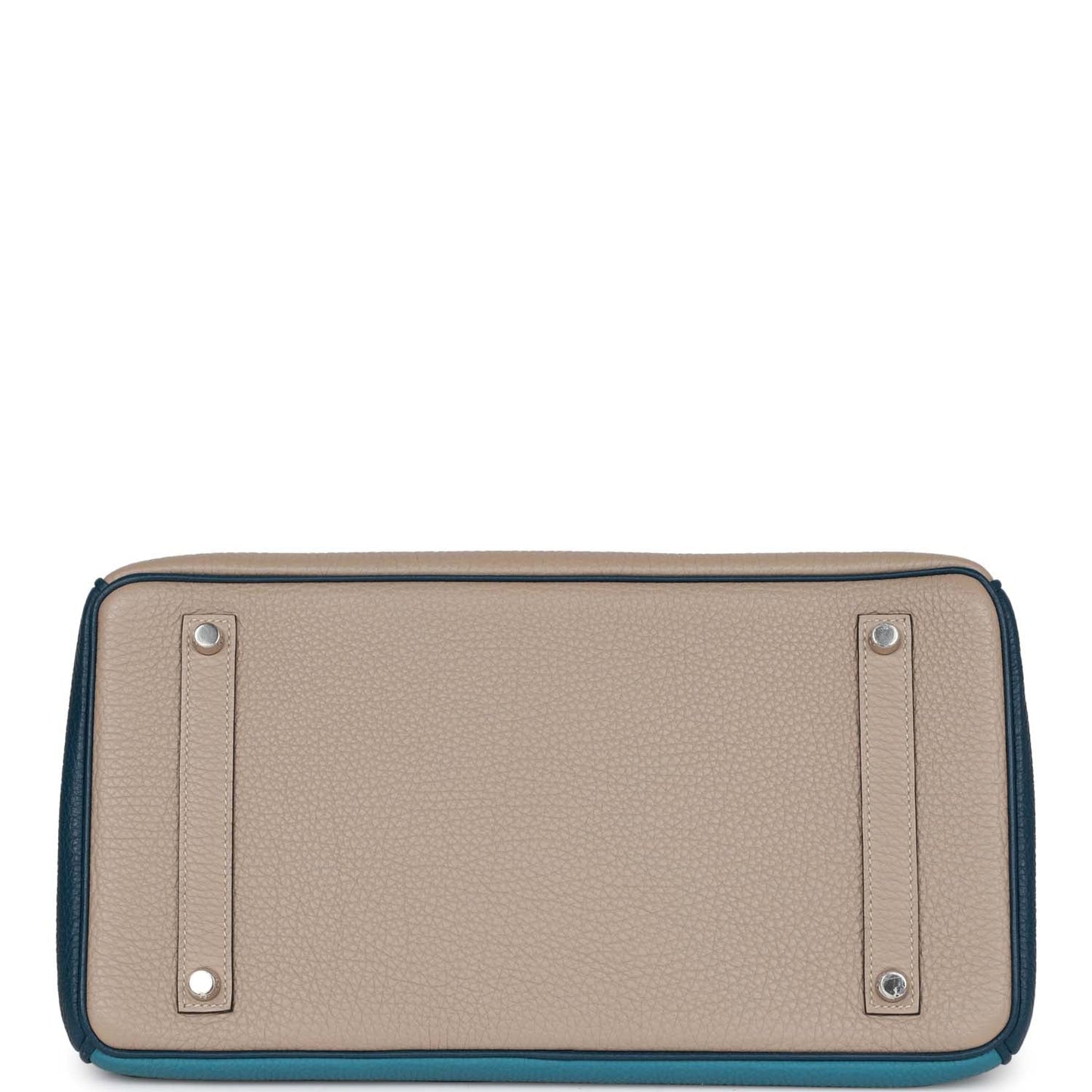 Hermes Birkin 35 Tricolor Gris Tourterelle, Bleu Jean, and Bleu de Malte Clemence Palladium Hardware