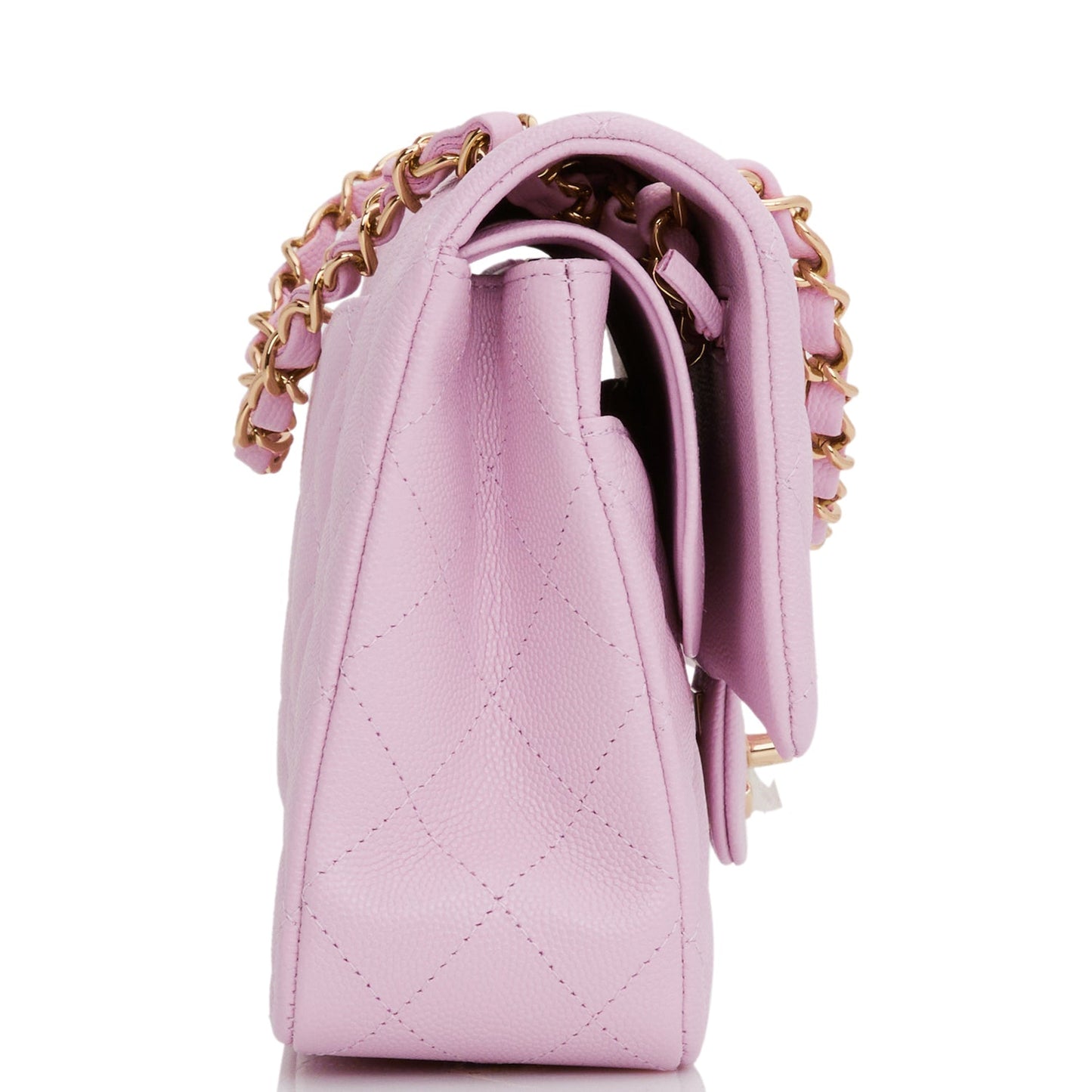 Chanel Medium Classic Double Flap Bag Rose Clair Caviar Light Gold Hardware