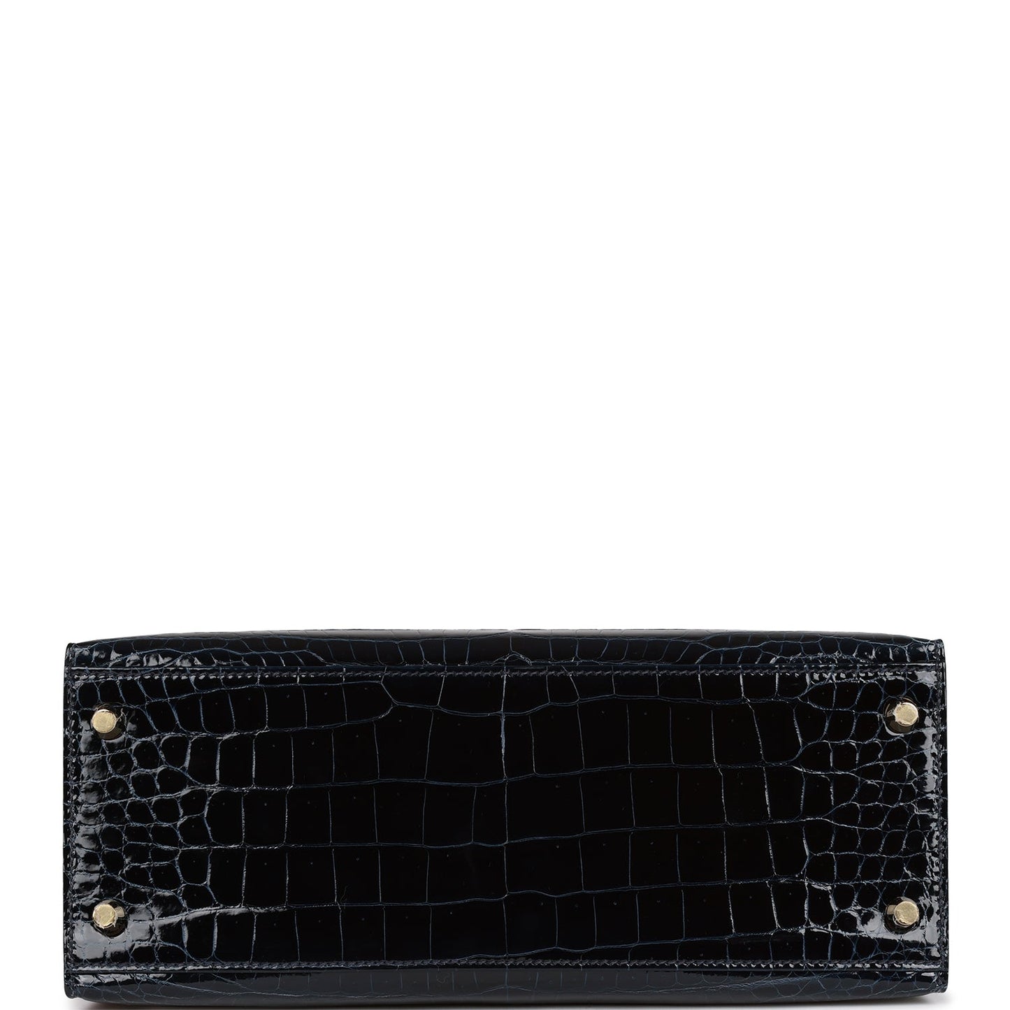 Hermes Kelly 28 Sellier Bleu Baltique Shiny Porosus Crocodile Gold Hardware