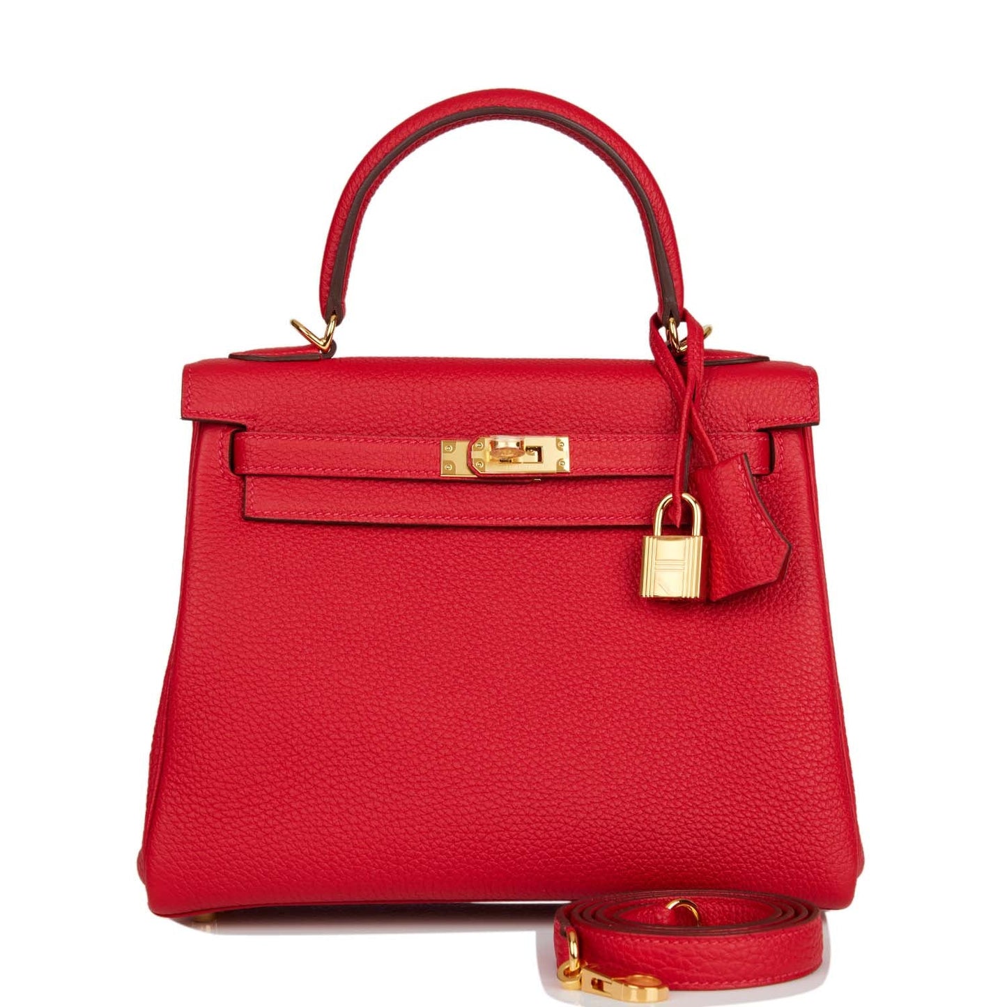 Hermes Kelly 25 Retourne Rouge Casaque Togo Gold Hardware