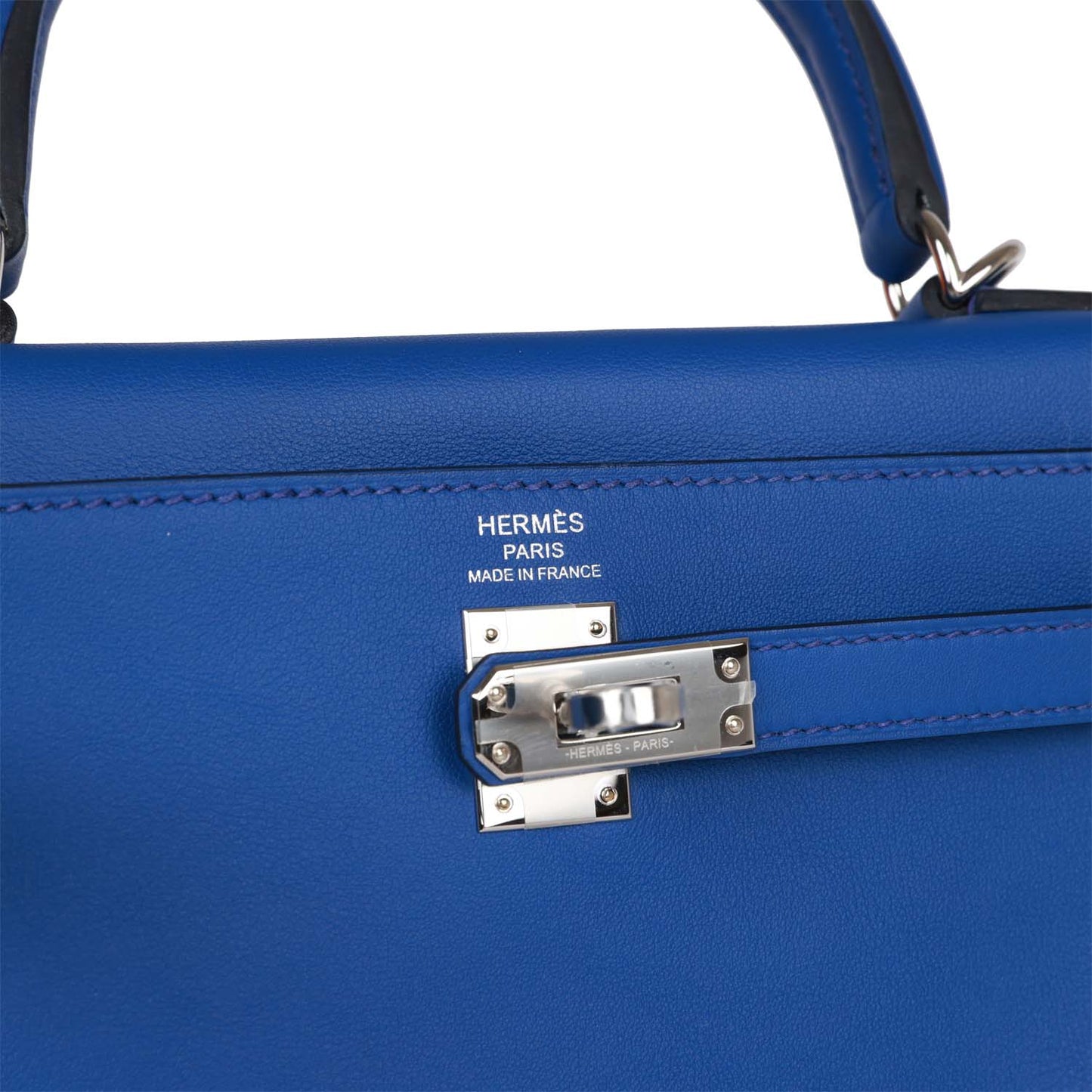 Hermes Kelly 25 Retourne Bleu Royal Swift Palladium Hardware
