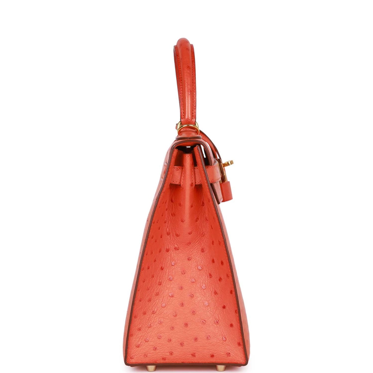 Hermes Kelly 28 Sellier Tangerine Ostrich Gold Hardware