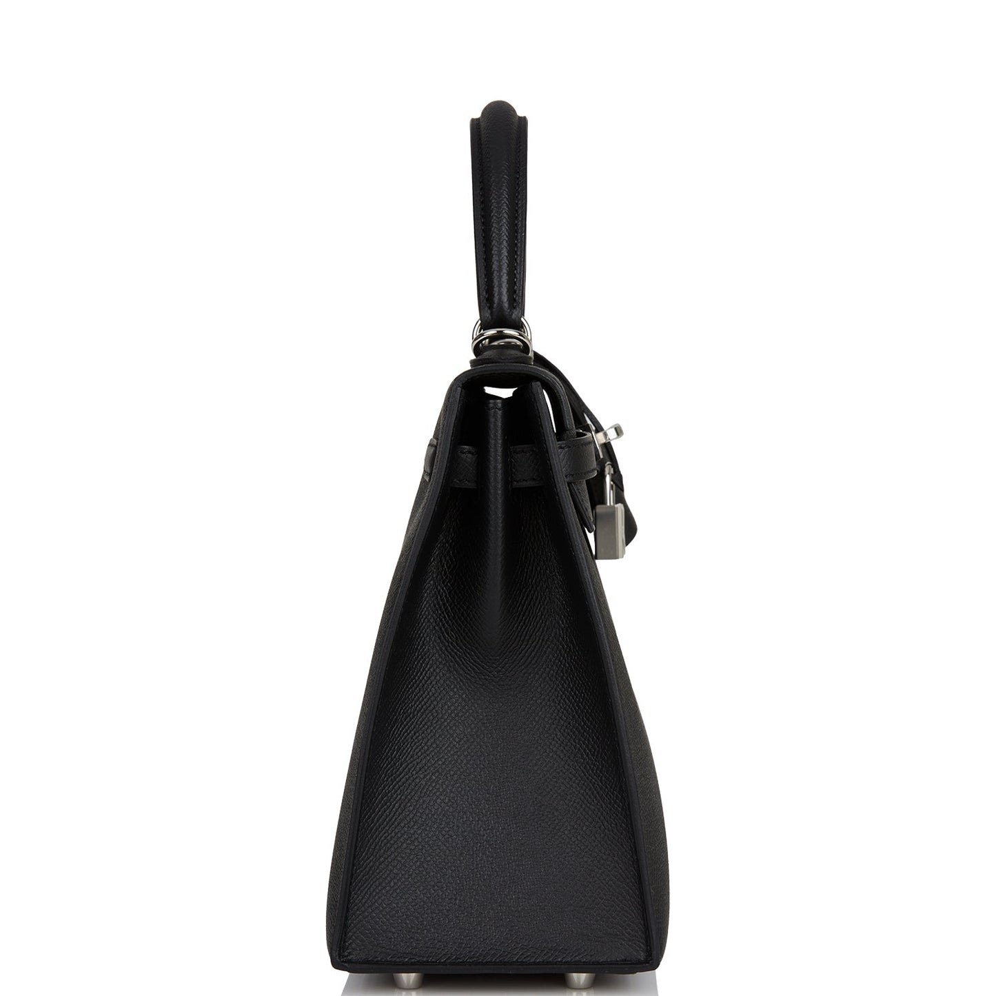 Hermes Kelly 25 Sellier Black Epsom Palladium Hardware