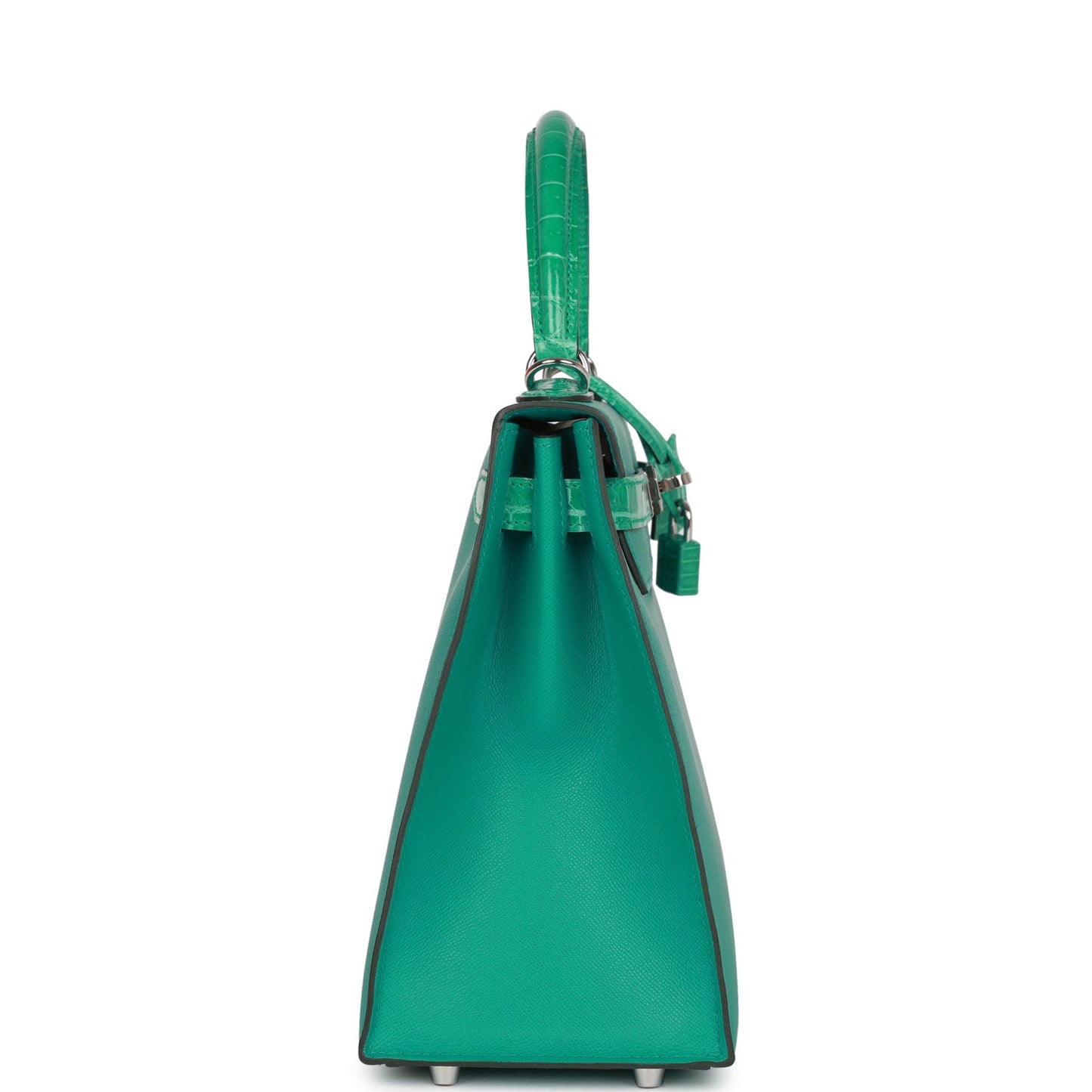Hermes Kelly 28 Sellier Vert Verone Madame and Shiny Niloticus Crocodile Touch Palladium Hardware