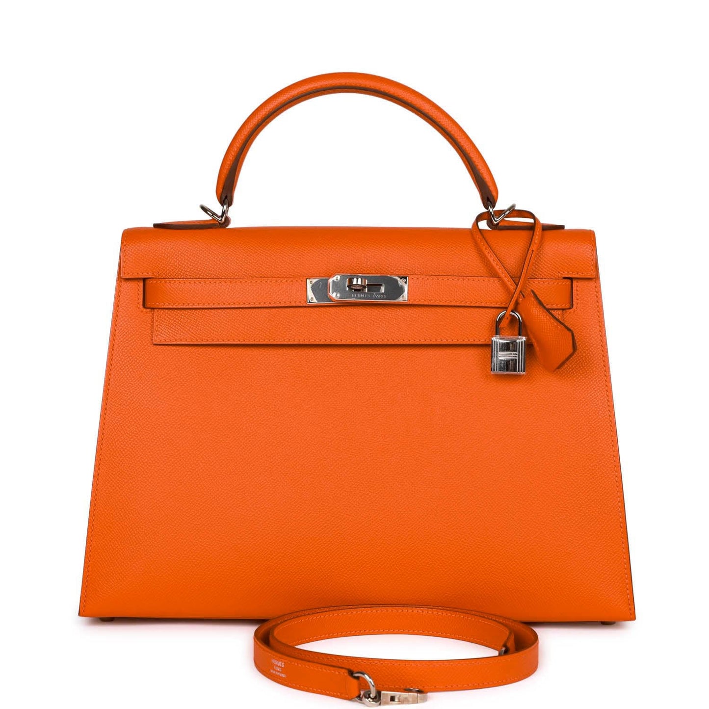 Hermes Kelly 32 Sellier Feu Epsom Palladium Hardware