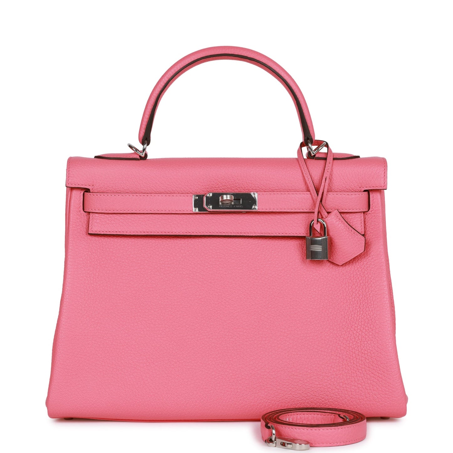 Hermes Kelly 32 Retourne Rose Azalee Clemence Palladium Hardware