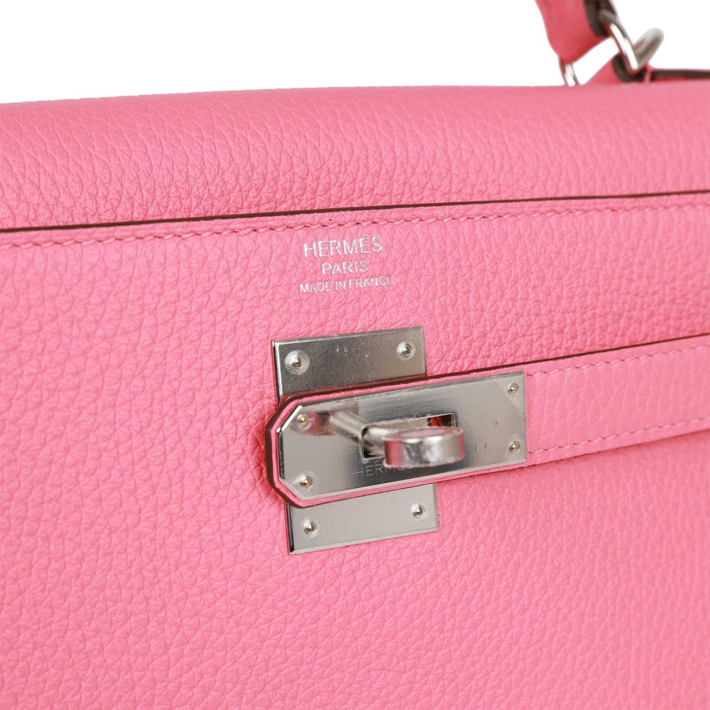 Hermes Kelly 32 Retourne Rose Azalee Clemence Palladium Hardware