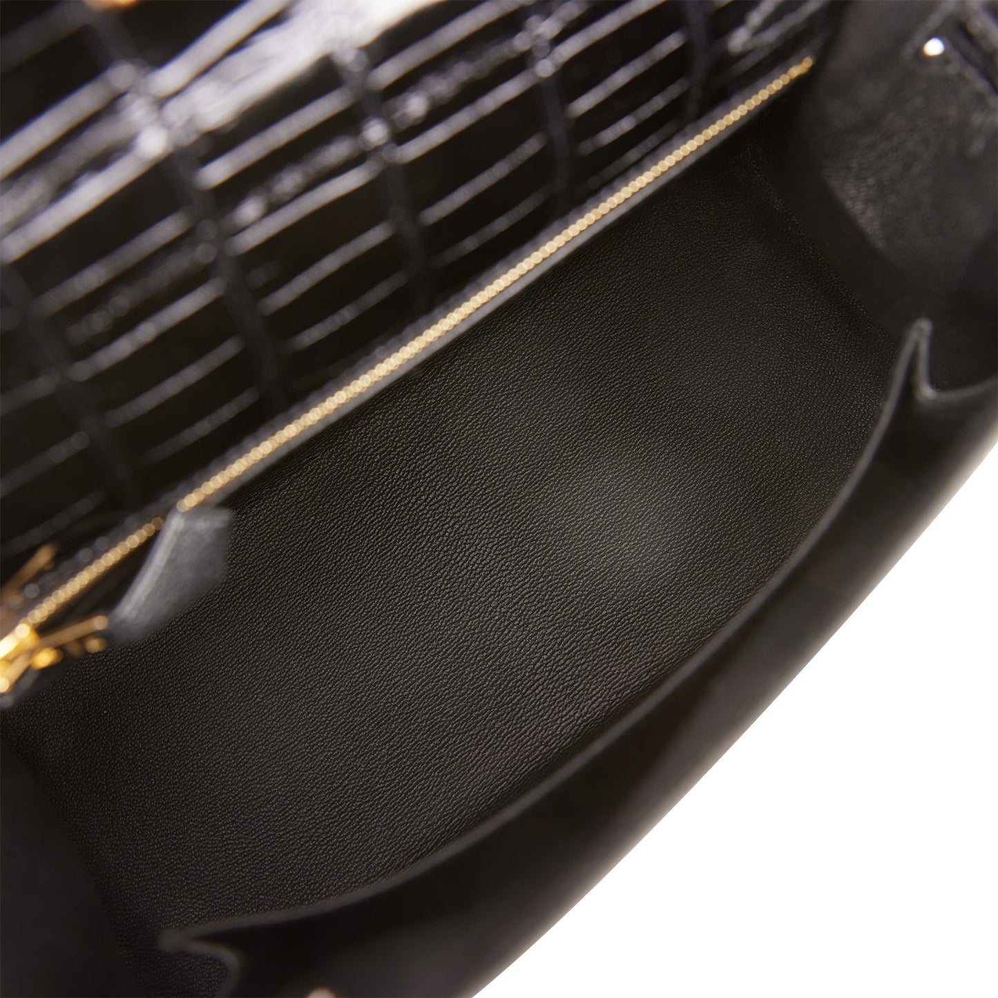 Hermes Kelly 25 Sellier Black Shiny Alligator Gold Hardware