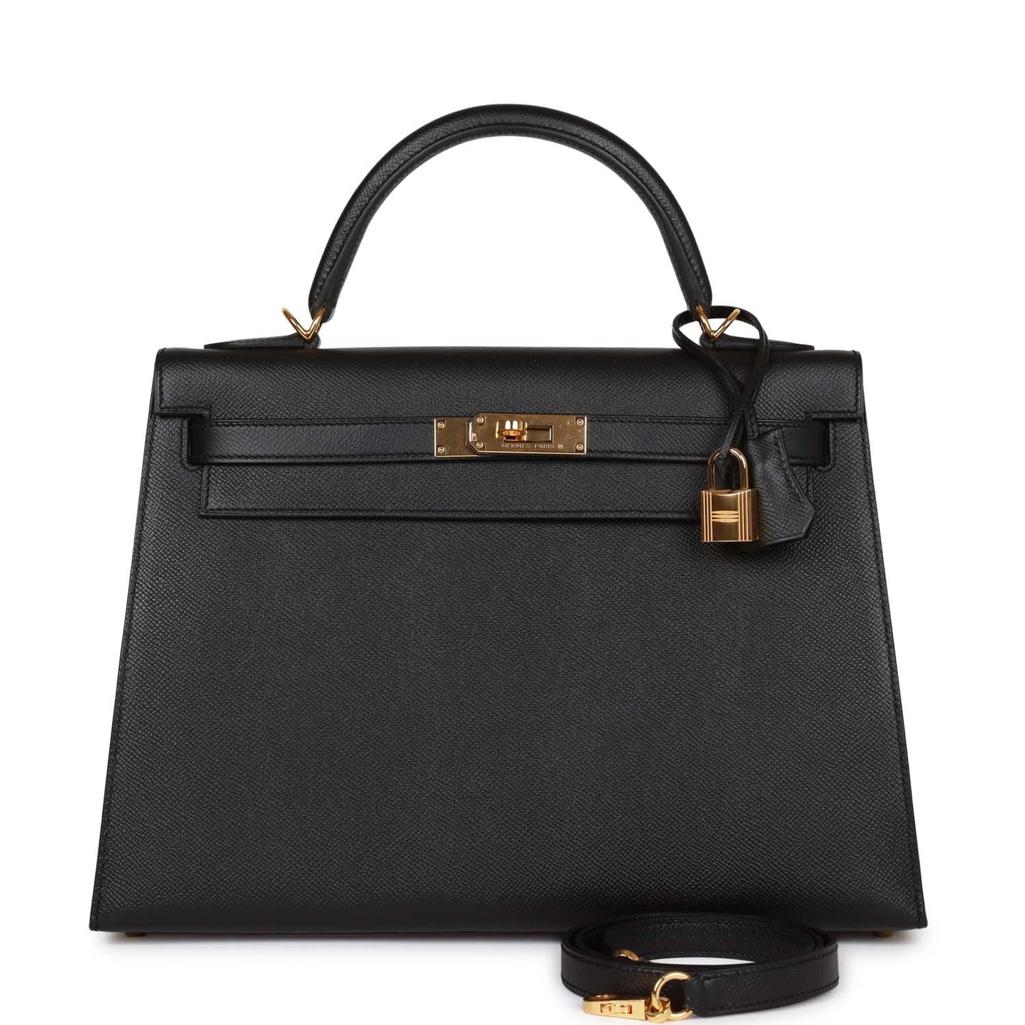 Hermes Kelly 32 Sellier Black Epsom Gold Hardware