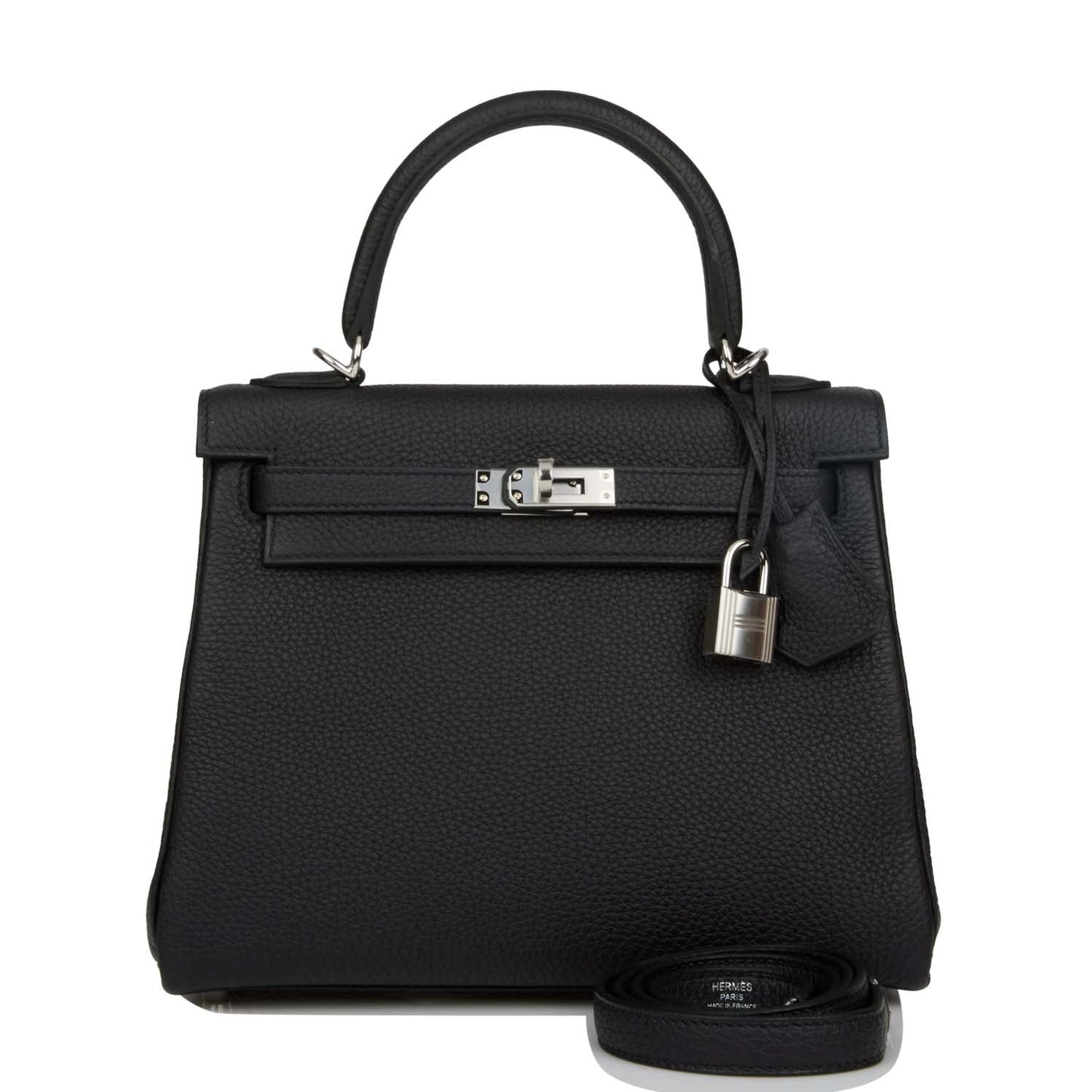 Hermes Kelly 25 Retourne Black Togo Palladium Hardware