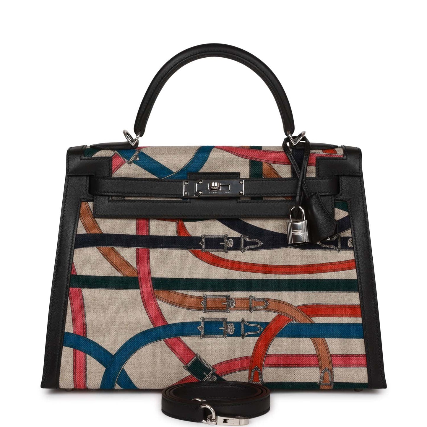 Hermes Kelly 32 Sellier Toile de Camp Cavalcadour Palladium Hardware
