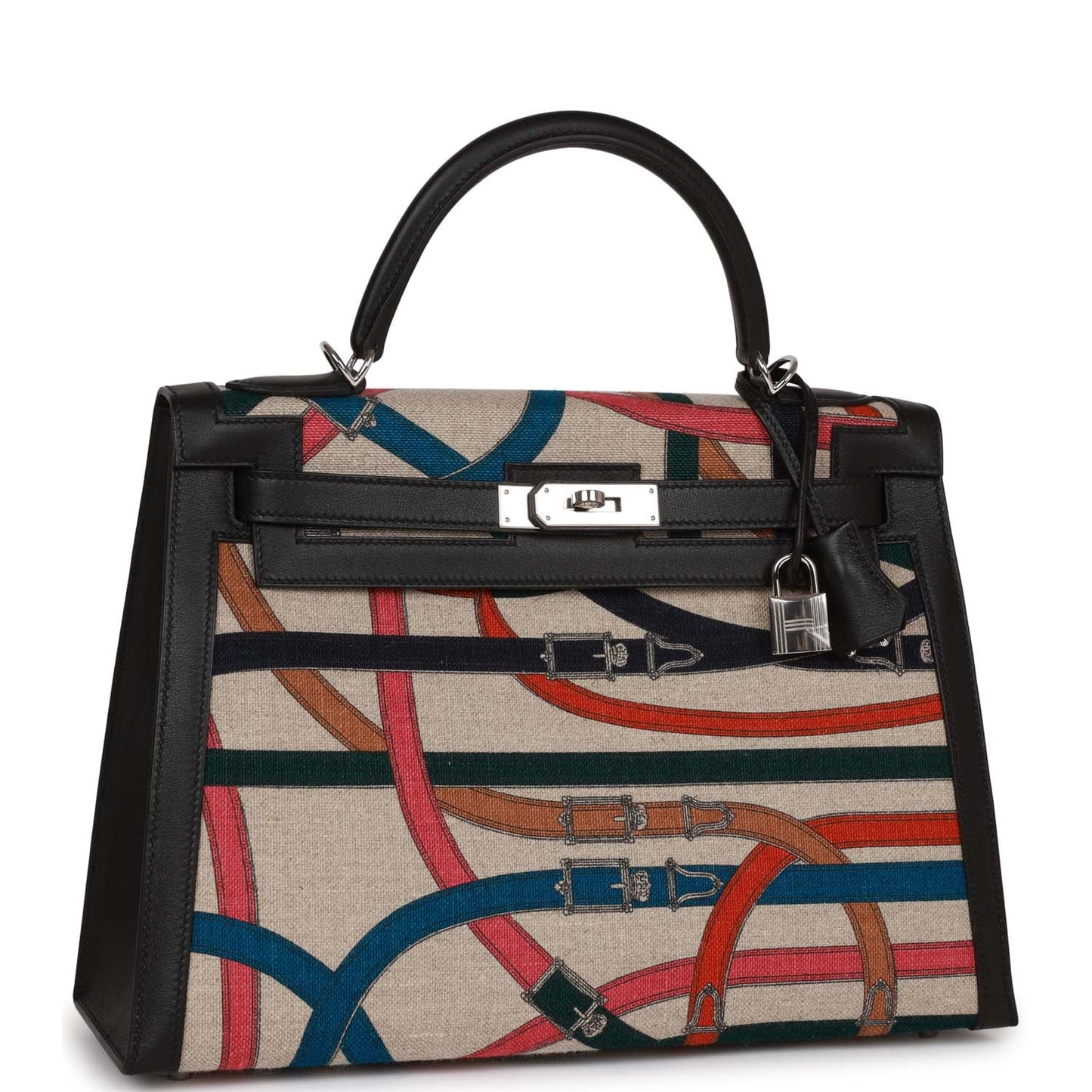 Hermes Kelly 32 Sellier Toile de Camp Cavalcadour Palladium Hardware