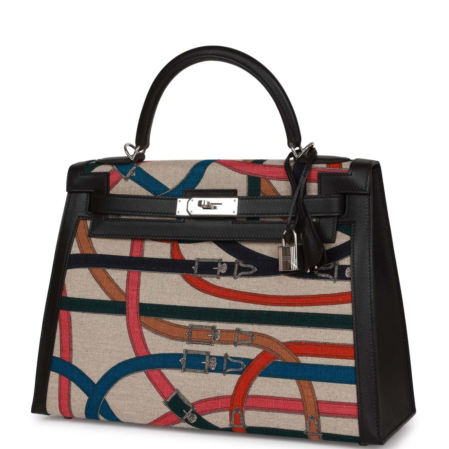 Hermes Kelly 32 Sellier Toile de Camp Cavalcadour Palladium Hardware