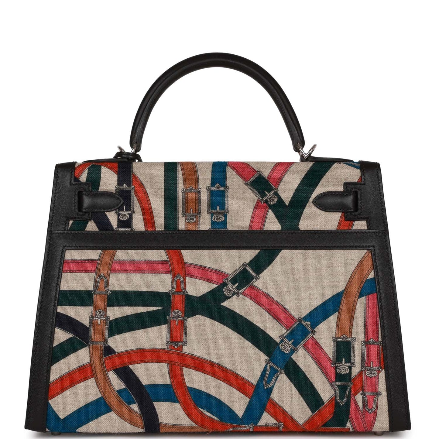 Hermes Kelly 32 Sellier Toile de Camp Cavalcadour Palladium Hardware