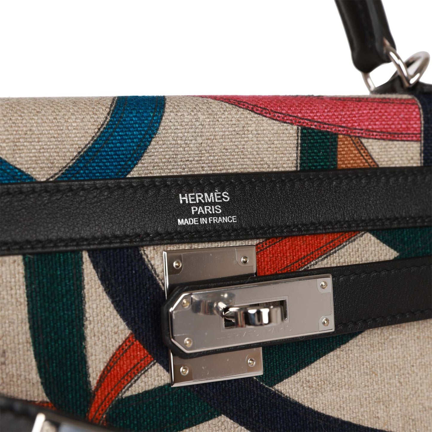 Hermes Kelly 32 Sellier Toile de Camp Cavalcadour Palladium Hardware