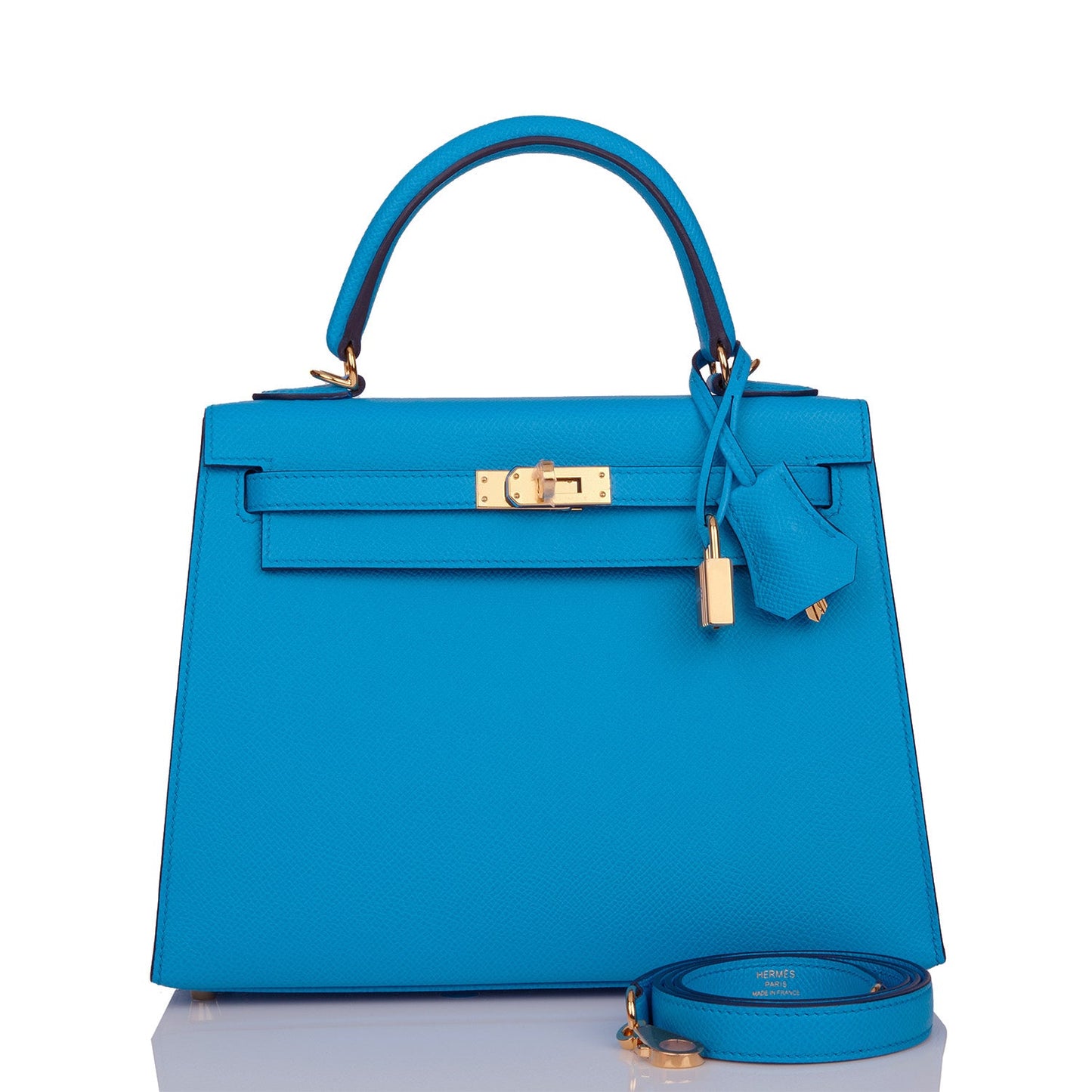 Hermes Kelly 25 Sellier Bleu Frida Epsom Gold Hardware