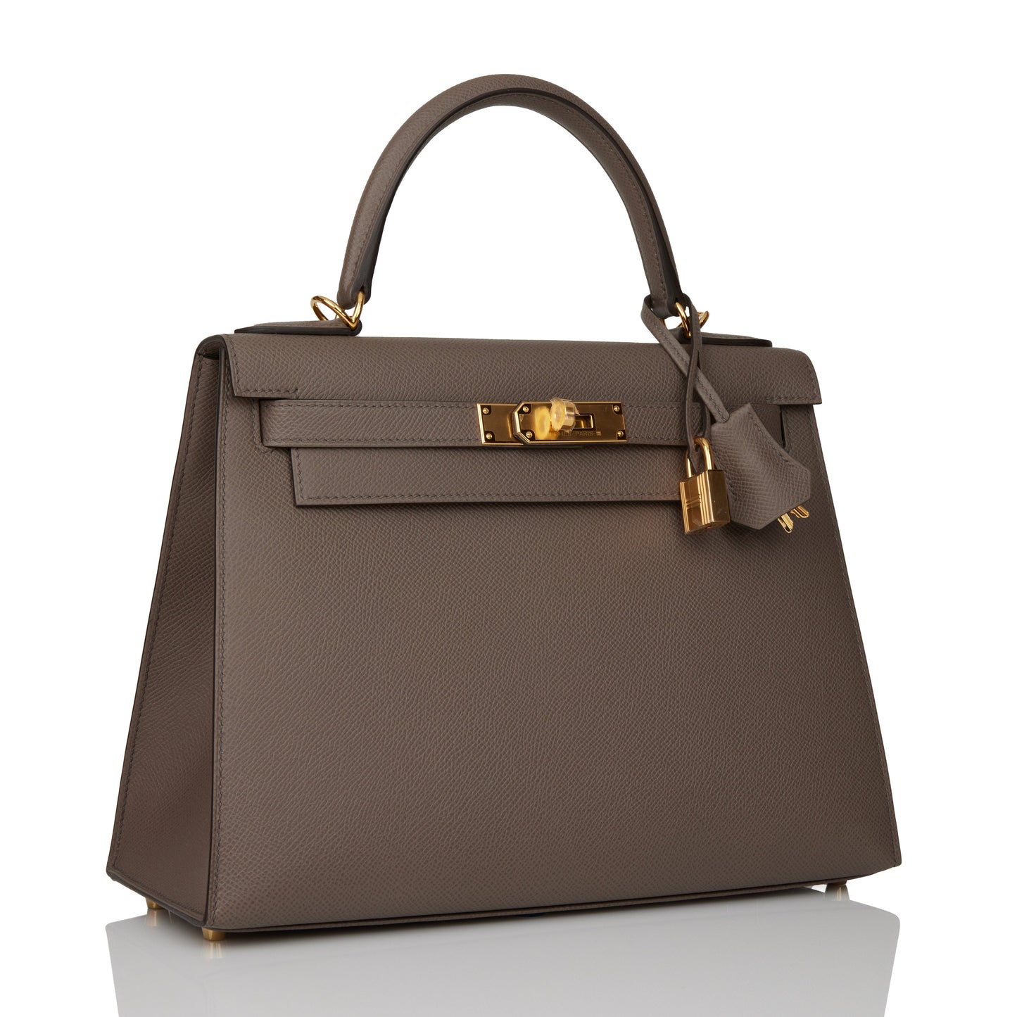 Hermes Kelly 28 Sellier Etain Epsom Gold Hardware