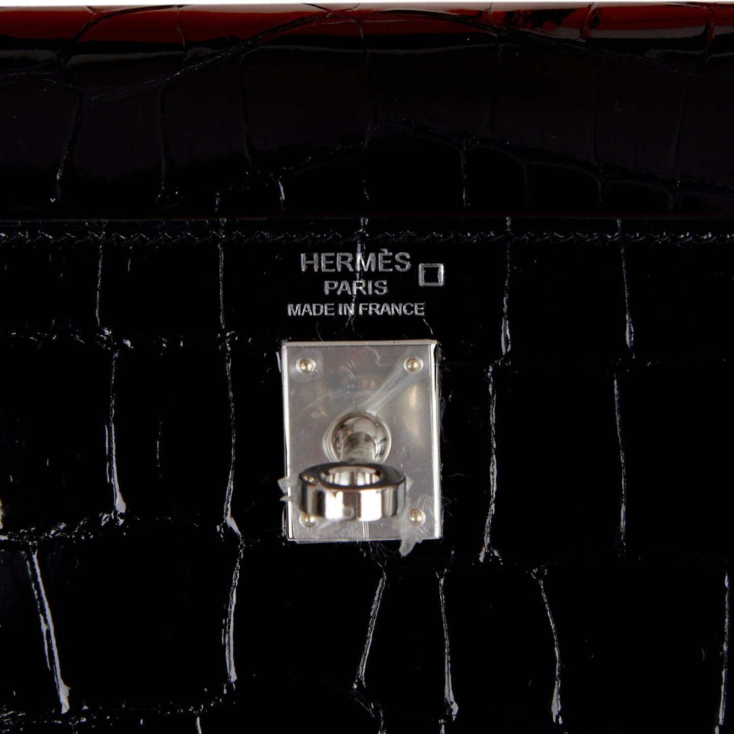 Hermes Kelly 25 Sellier Black Shiny Alligator Palladium Hardware