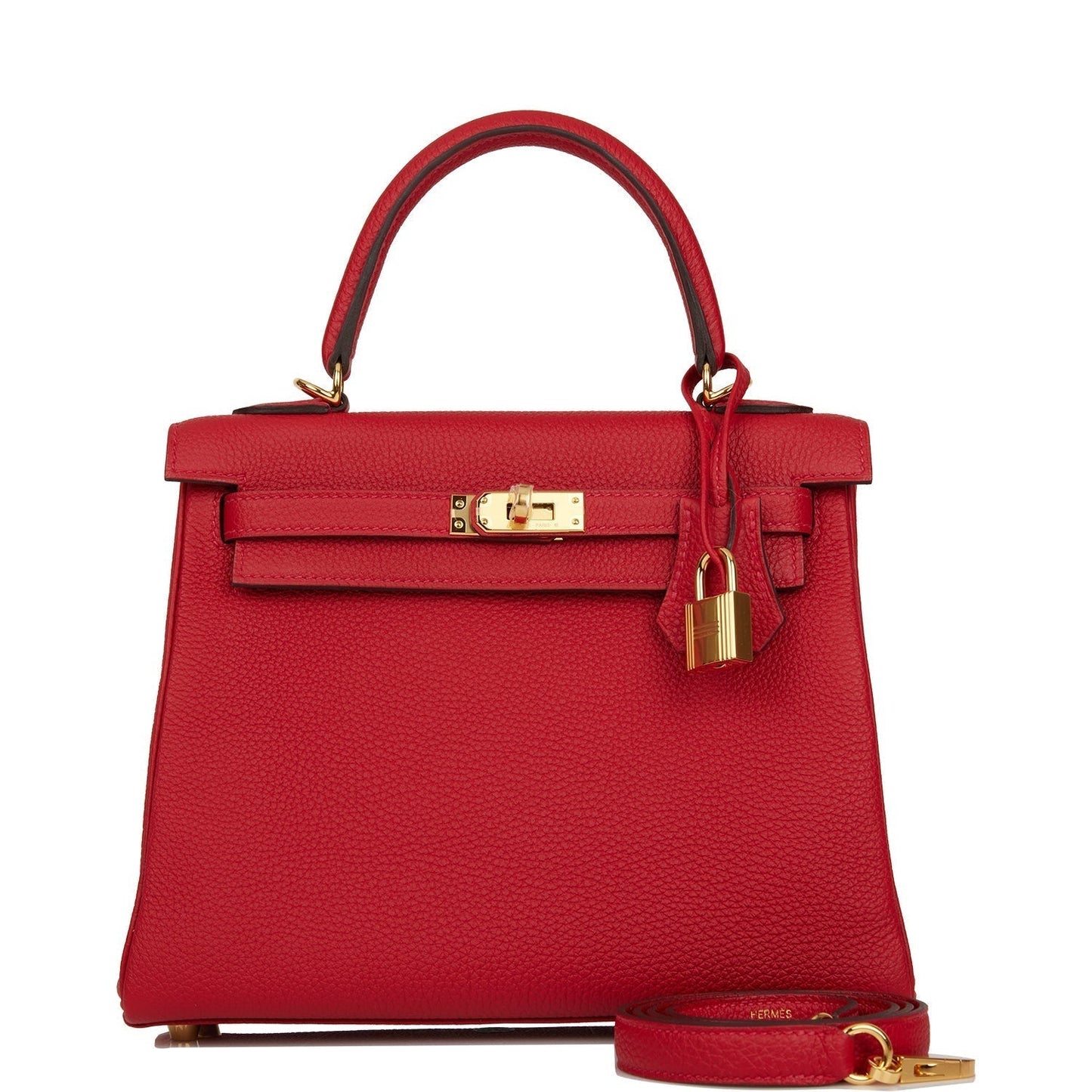 Hermes Kelly 25 Retourne Rouge Casaque Togo Gold Hardware