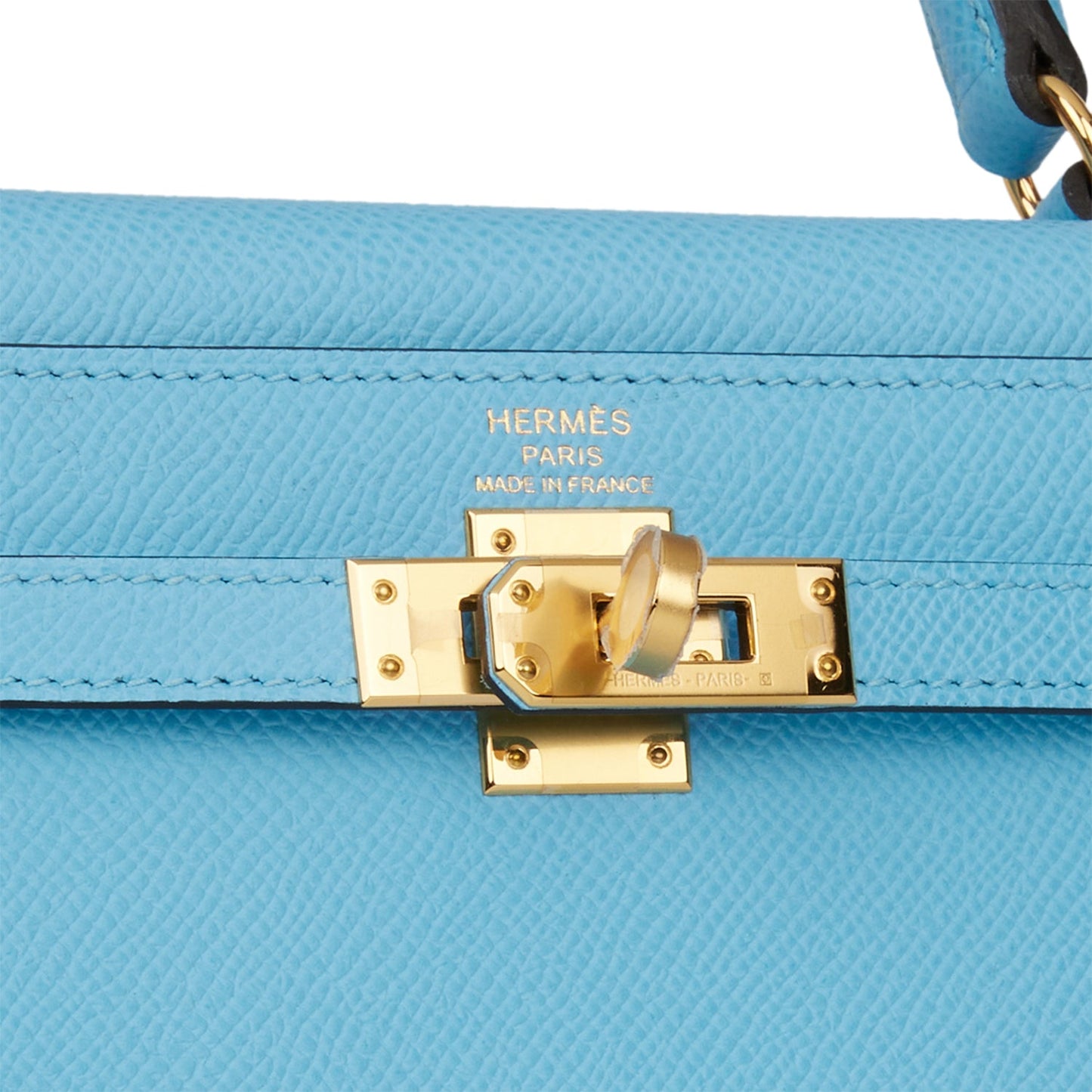 Hermes Kelly 25 Sellier Celeste Epsom Gold Hardware