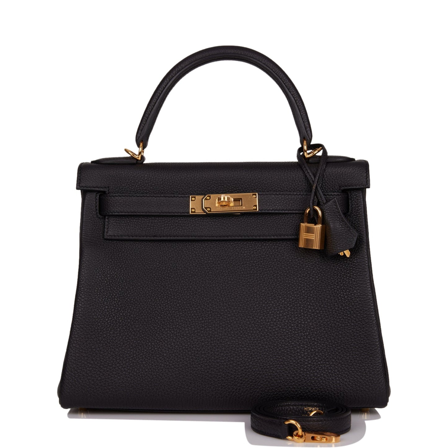 Hermes Kelly 28 Retourne Black Togo Gold Hardware