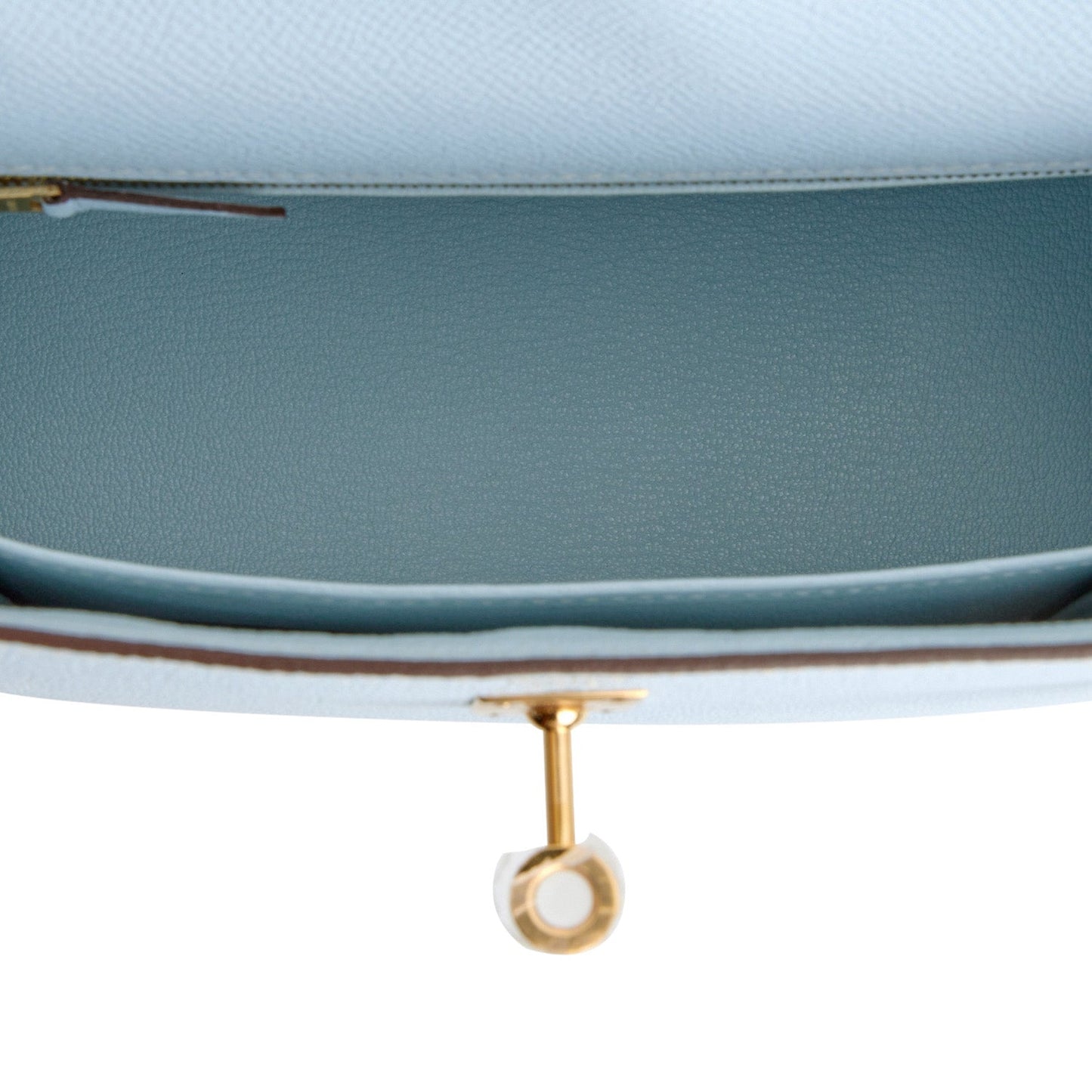 Hermes Kelly 25 Sellier Bleu Brume Epsom Gold Hardware