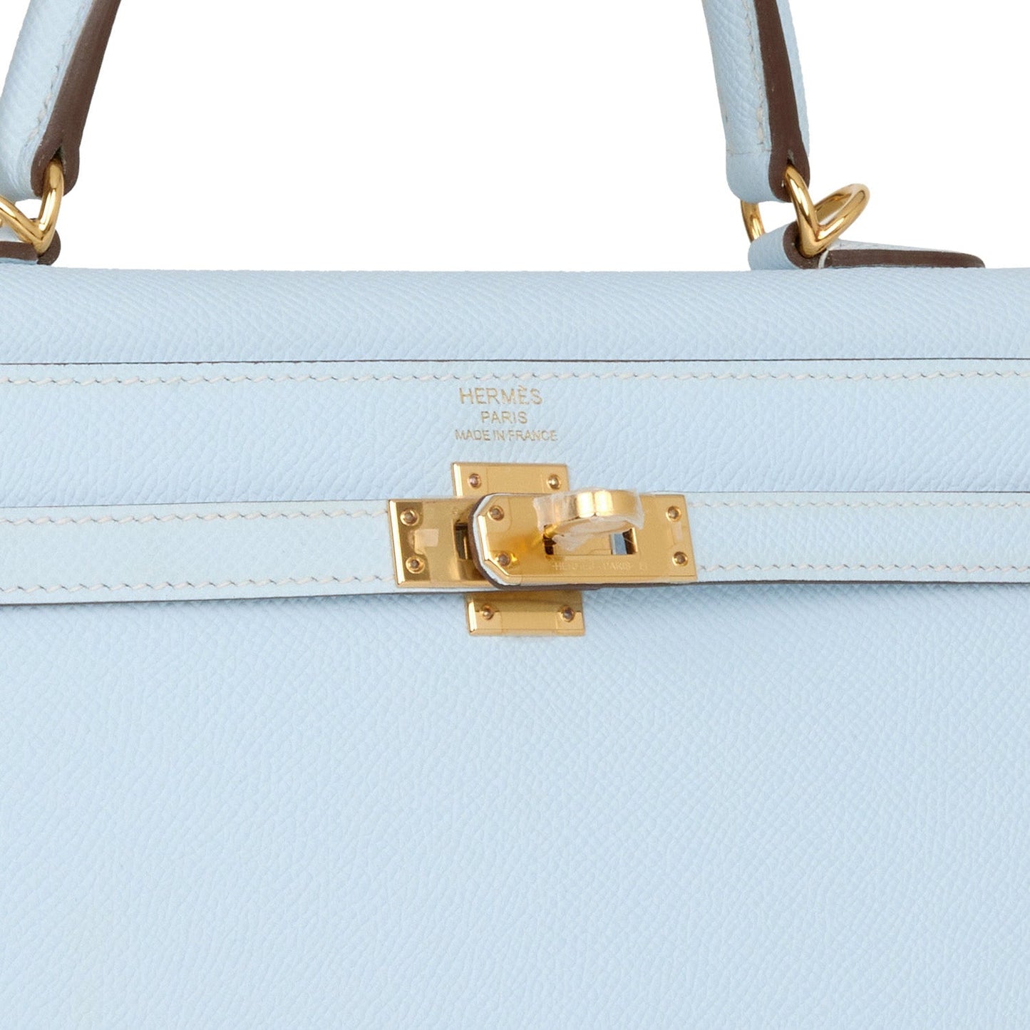 Hermes Kelly 25 Sellier Bleu Brume Epsom Gold Hardware