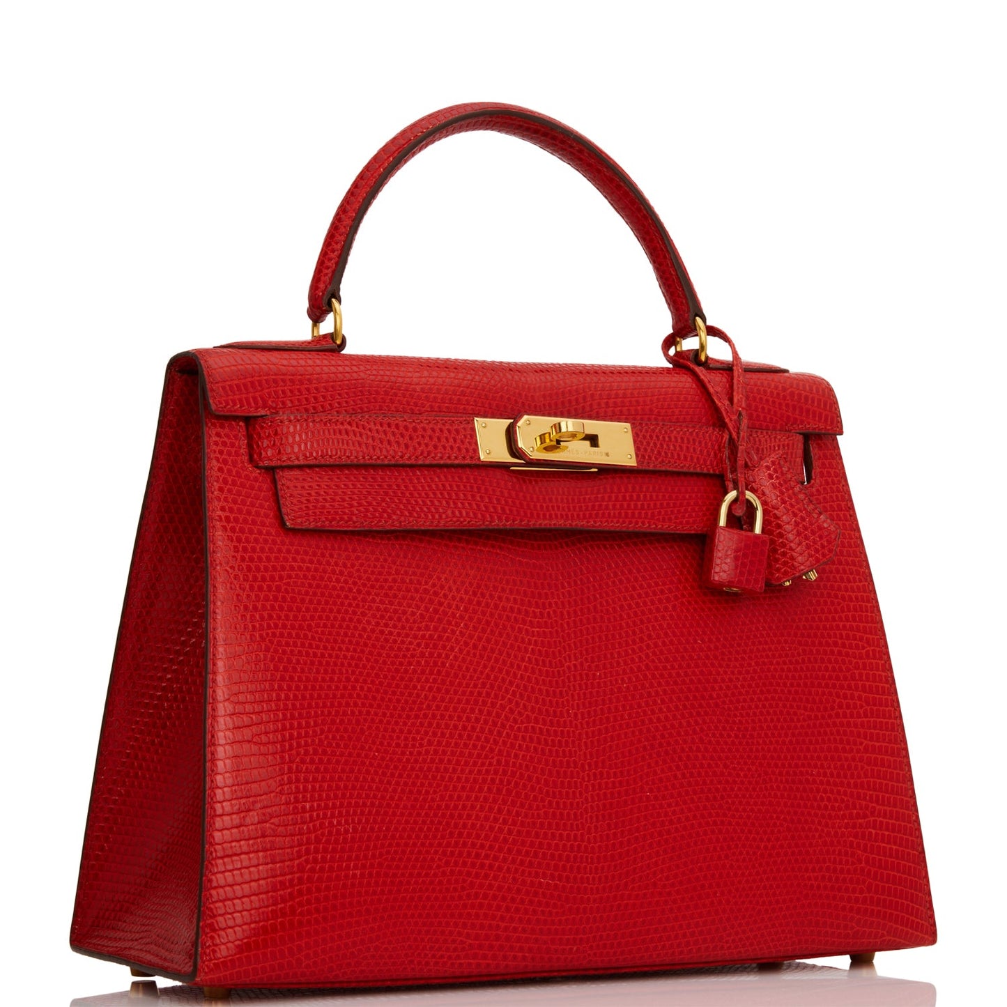 Hermes Kelly 28 Sellier Rouge Vif Lizard Niloticus Gold Hardware