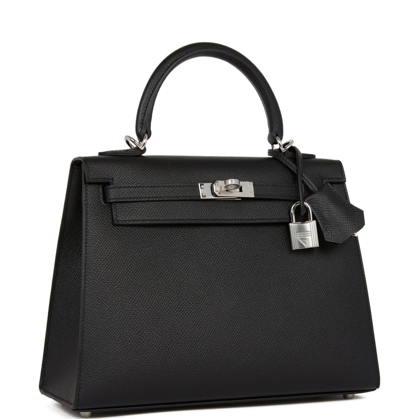 Hermes Kelly 25 Sellier Black Epsom Palladium Hardware